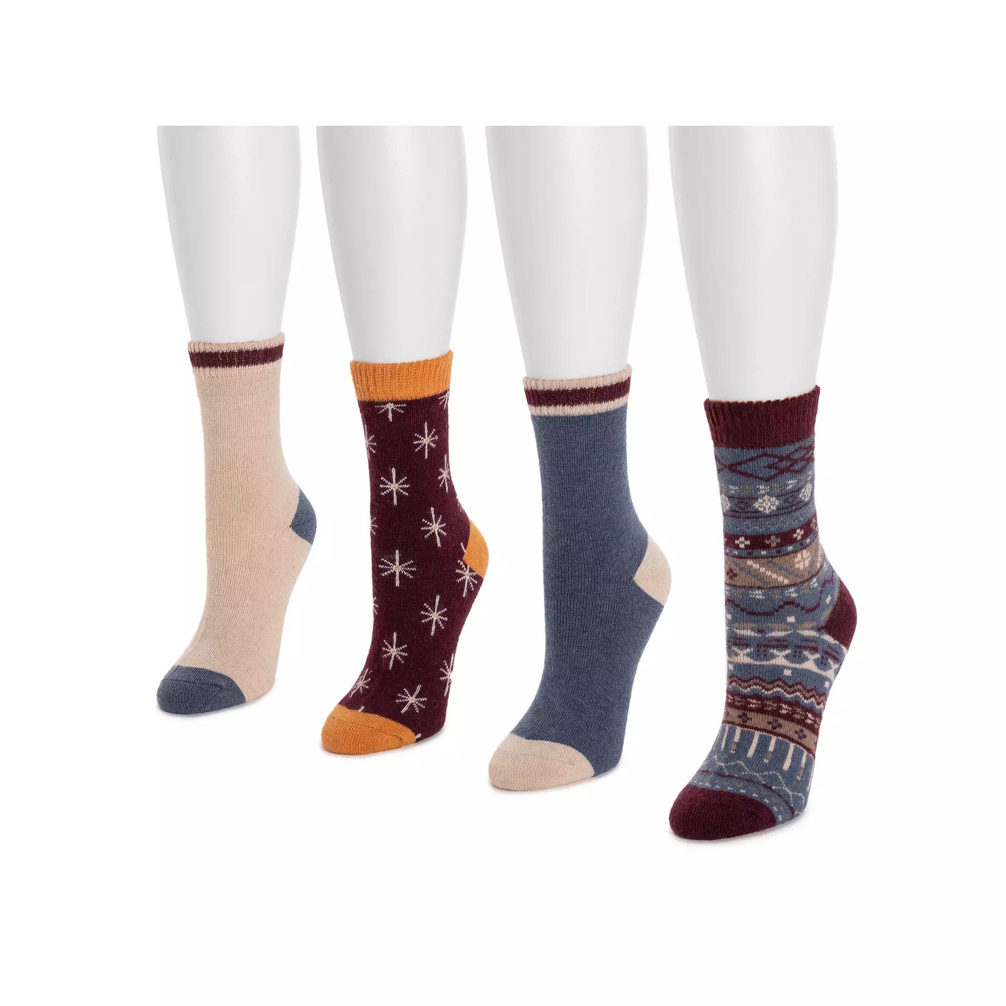 Women's MUK LUKS Holiday Boot Socks 2-Pack, Black Red Silver Product Image