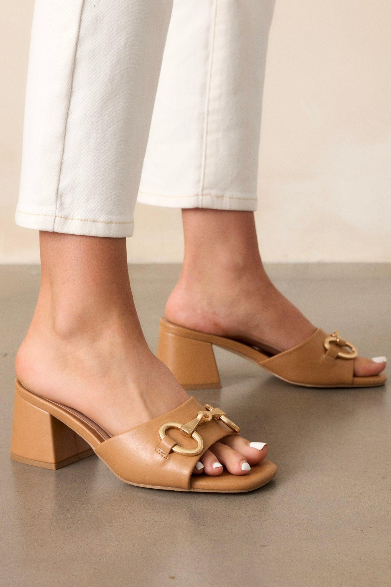 Boost In My Step Camel Short Block Heels Product Image