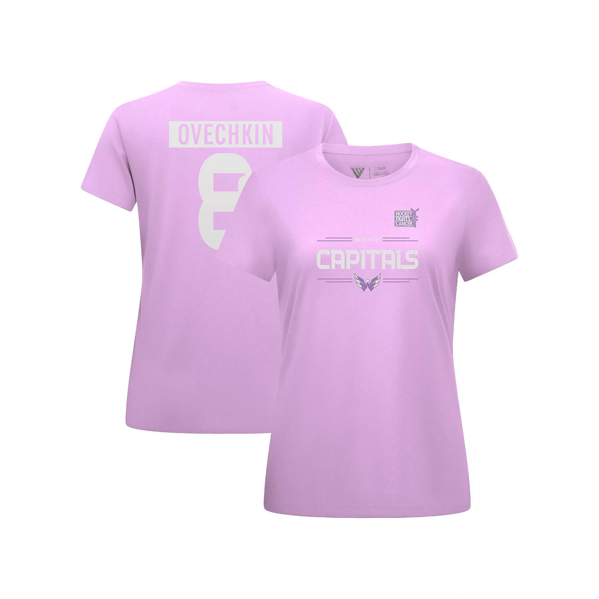 Women's Levelwear Alexander Ovechkin Lavender Washington Capitals Hockey Fights Cancer Anthem Name & Number T-Shirt,  Product Image