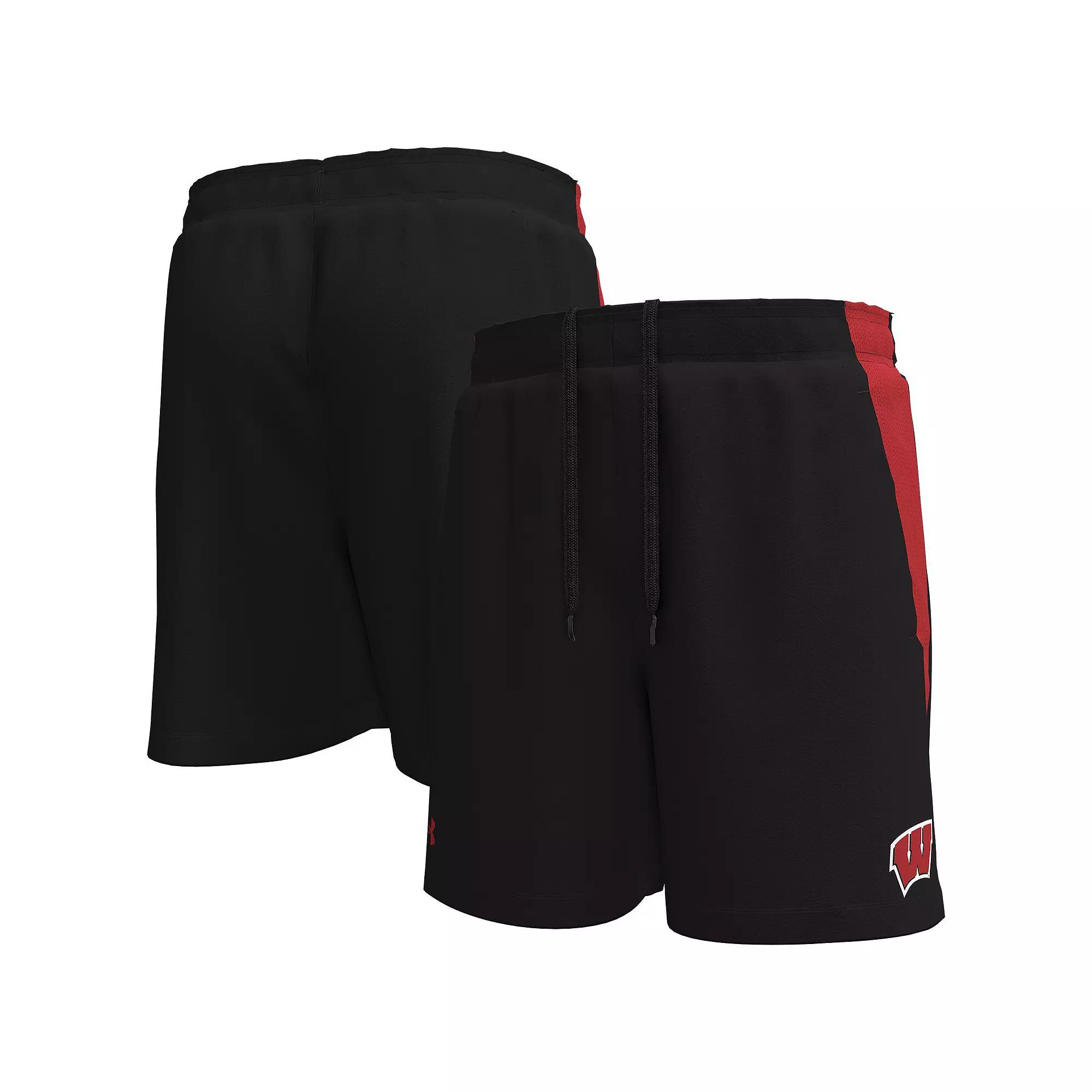 Men's Under Armour Black Wisconsin Badgers Tech Vent Performance Short,  Product Image
