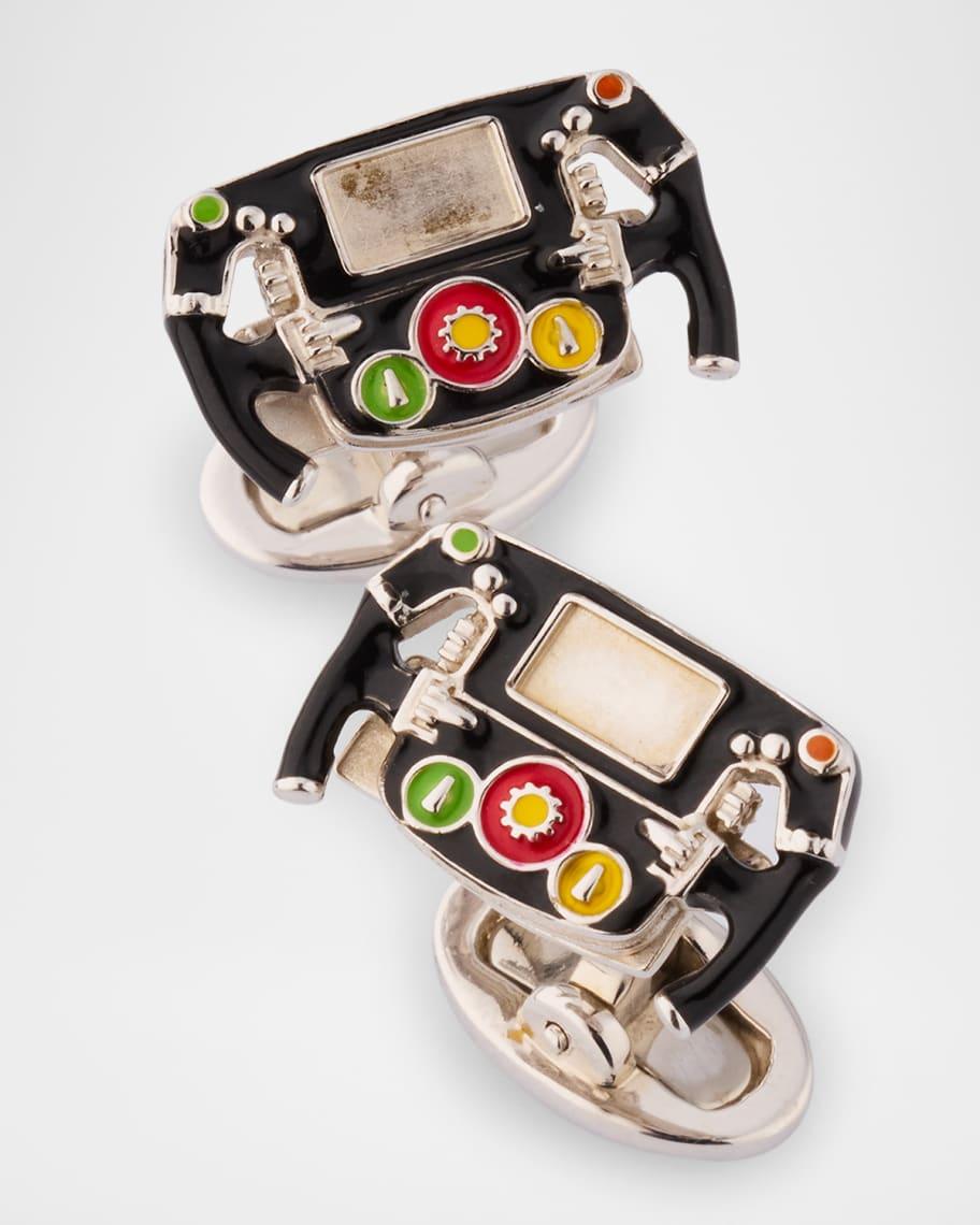 Mens Race Car Dashboard Enamel and Sterling Silver Cufflinks Product Image