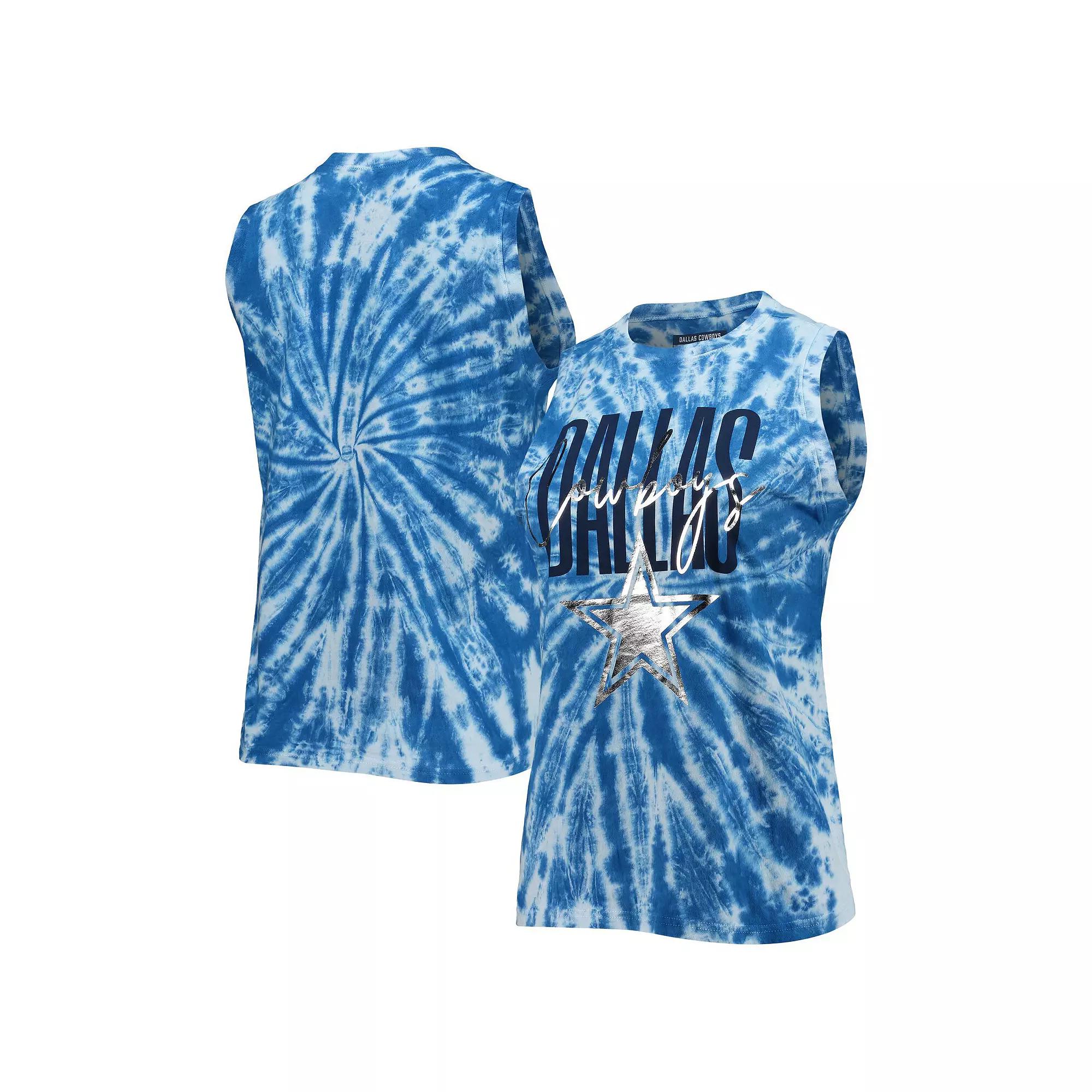 Women's Lauren James Royal Dallas Cowboys Tie-Dye Jersey Boxy Tank Top,  Product Image
