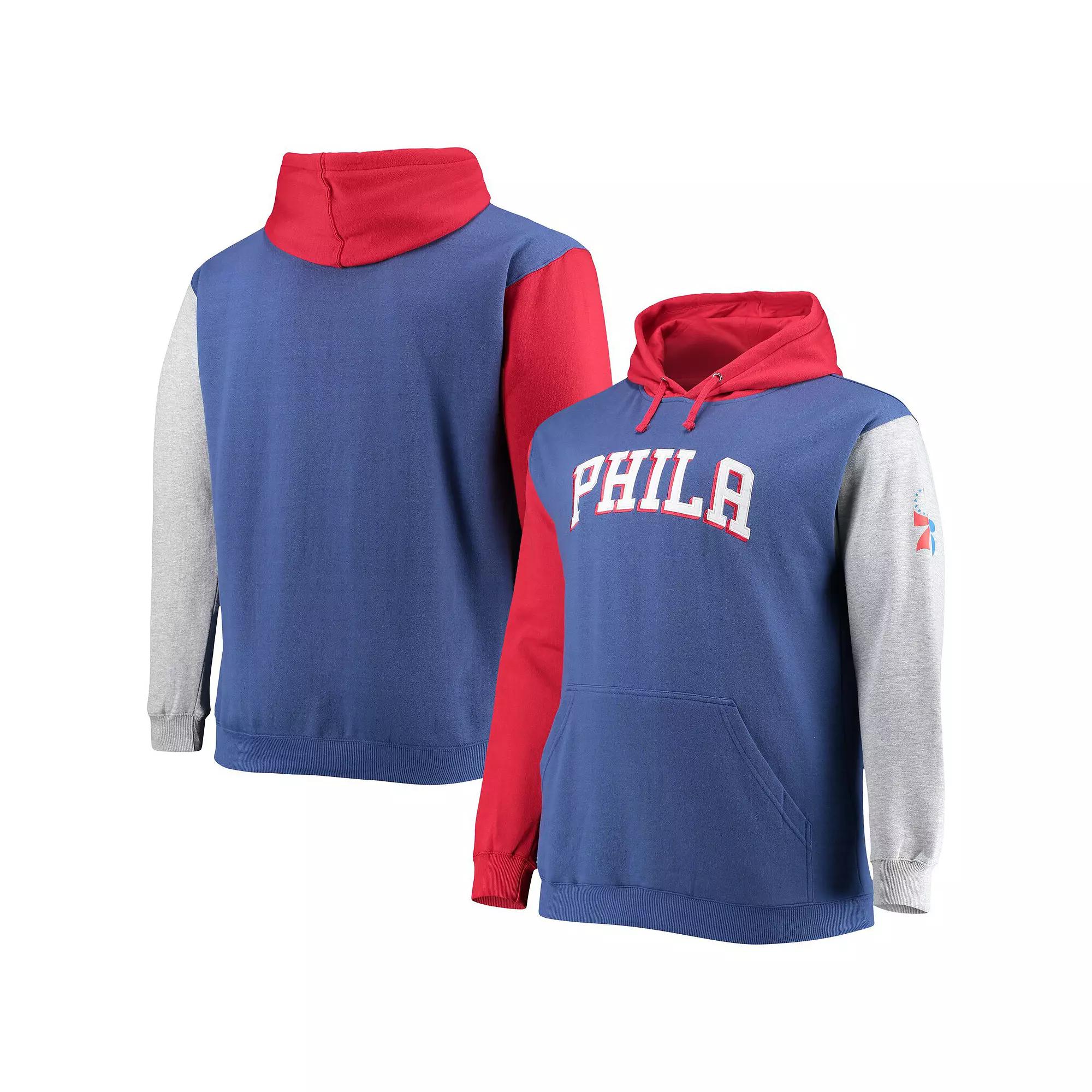 Men's Fanatics Branded Royal/Red Philadelphia 76ers Big & Tall Double Contrast Pullover Hoodie, Size: 4XB, 76r Blue Product Image
