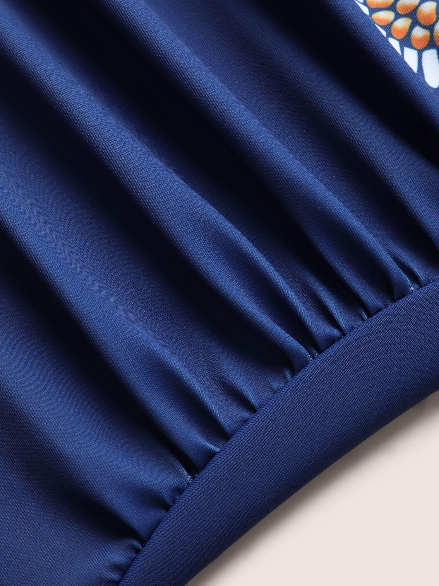 U Neck Bandana Contrast Webbing One Piece Swimsuit Female Product Image