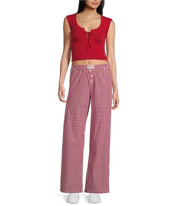 BDG Urban Outfitters Mid Rise Gingham Straight Leg Woven Pants Product Image