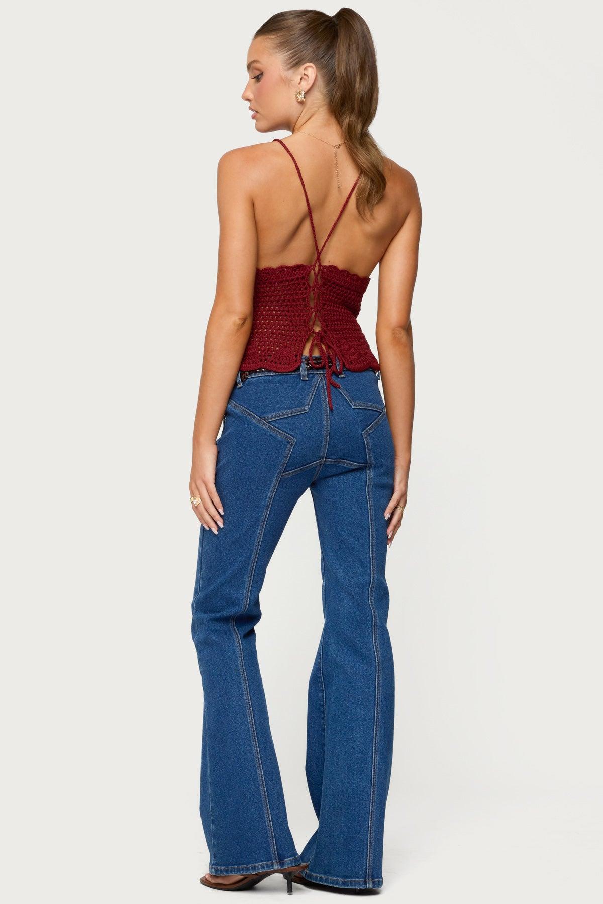 Delila Crochet V Neck Top Product Image