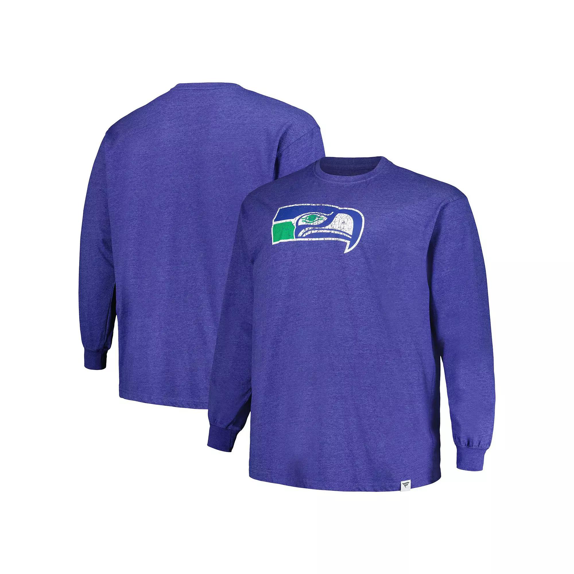 Men's Profile Heather Royal Seattle Seahawks Big & Tall Throwback Long Sleeve T-Shirt, Size: 4XB, Blue Product Image