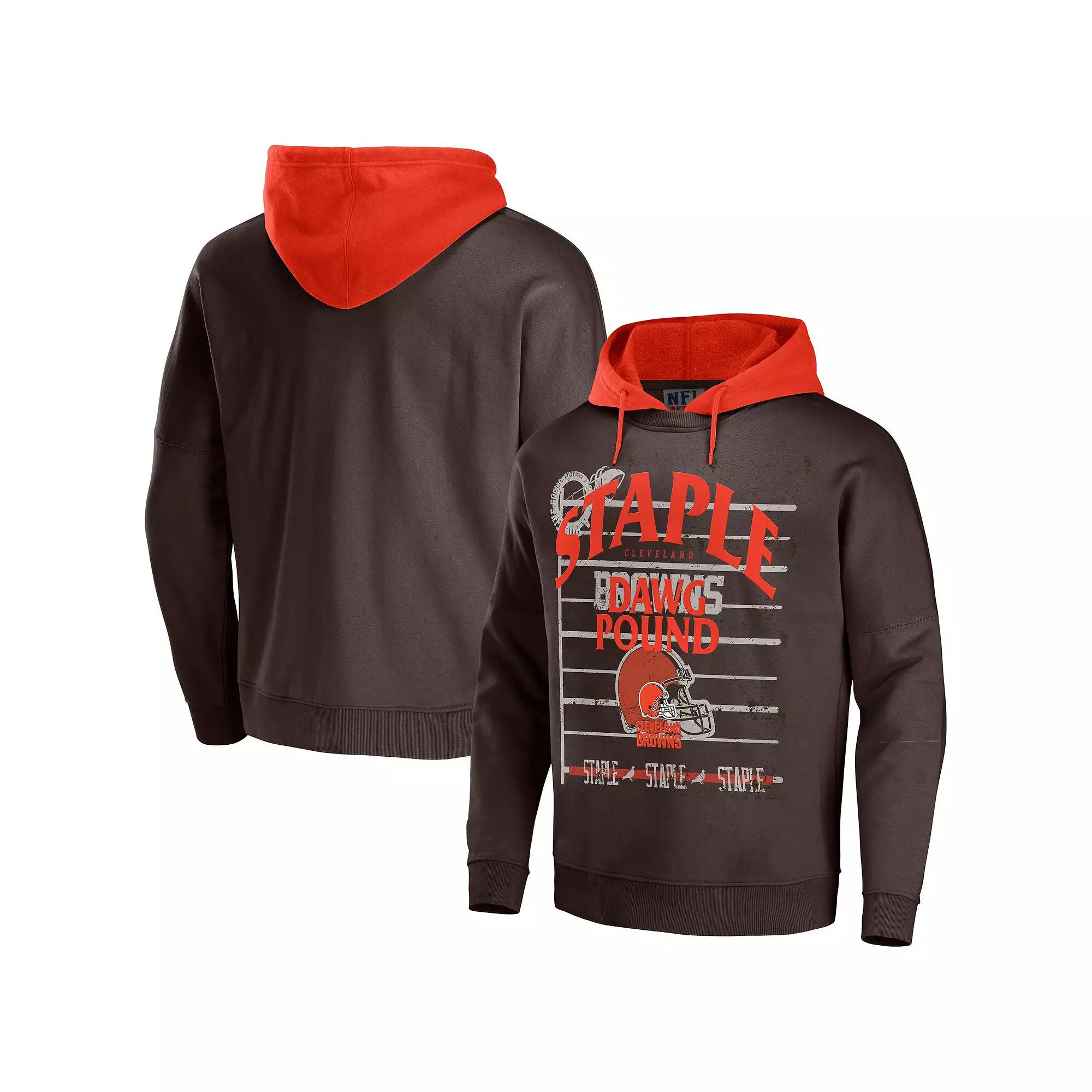 Men's NFL x Staple Brown Cleveland Browns Throwback Vintage Wash Pullover Hoodie, Size: 2XL Product Image