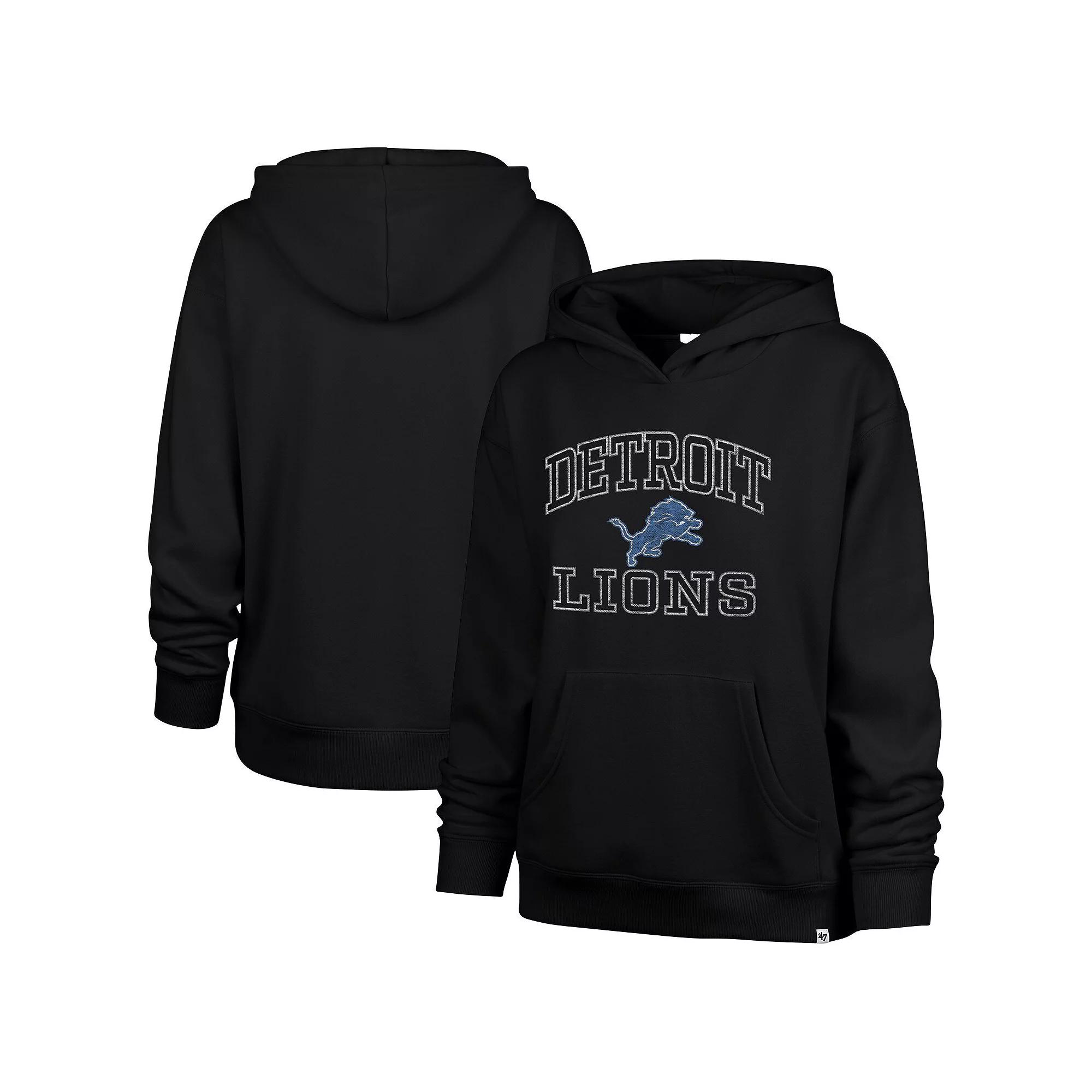 Women's '47 Black Detroit Lions Clarity Naomi Pullover Hoodie,  Product Image