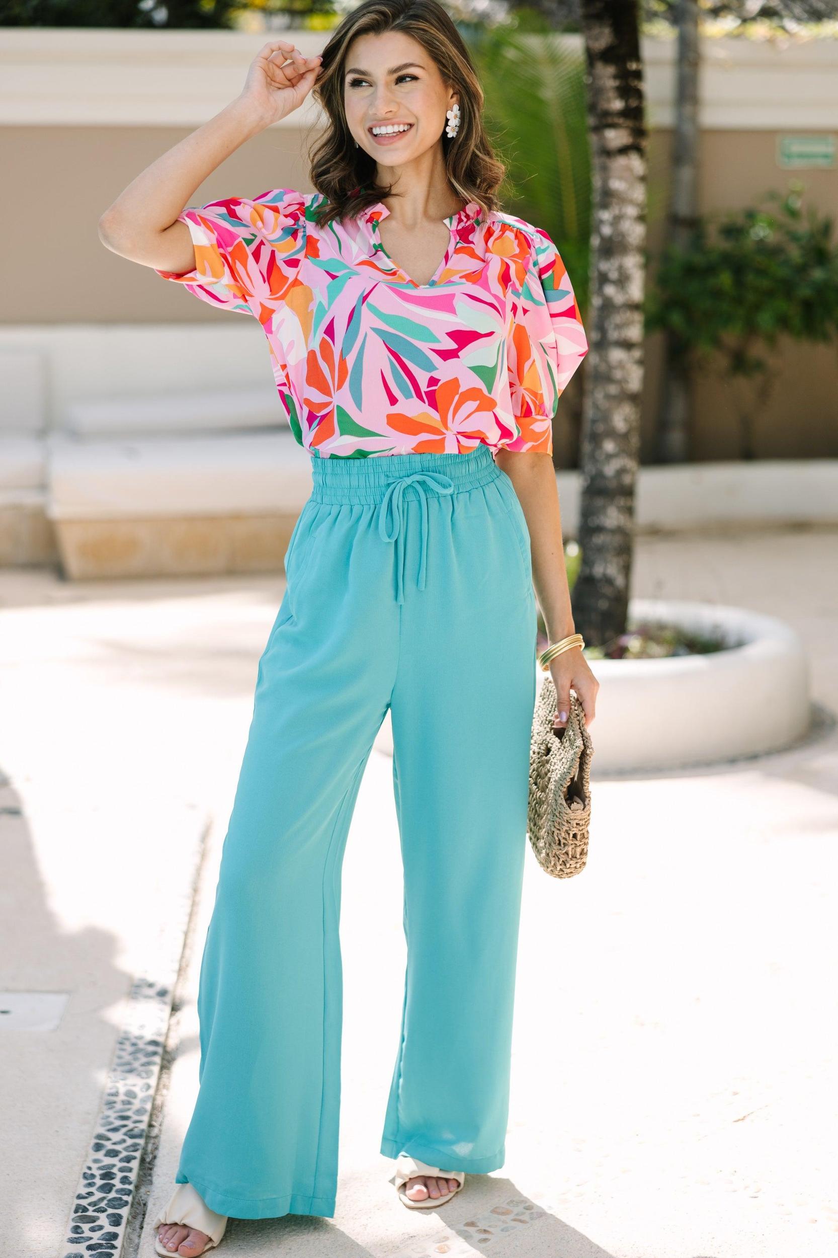 No End In Sight Pink Abstract Blouse Female Product Image