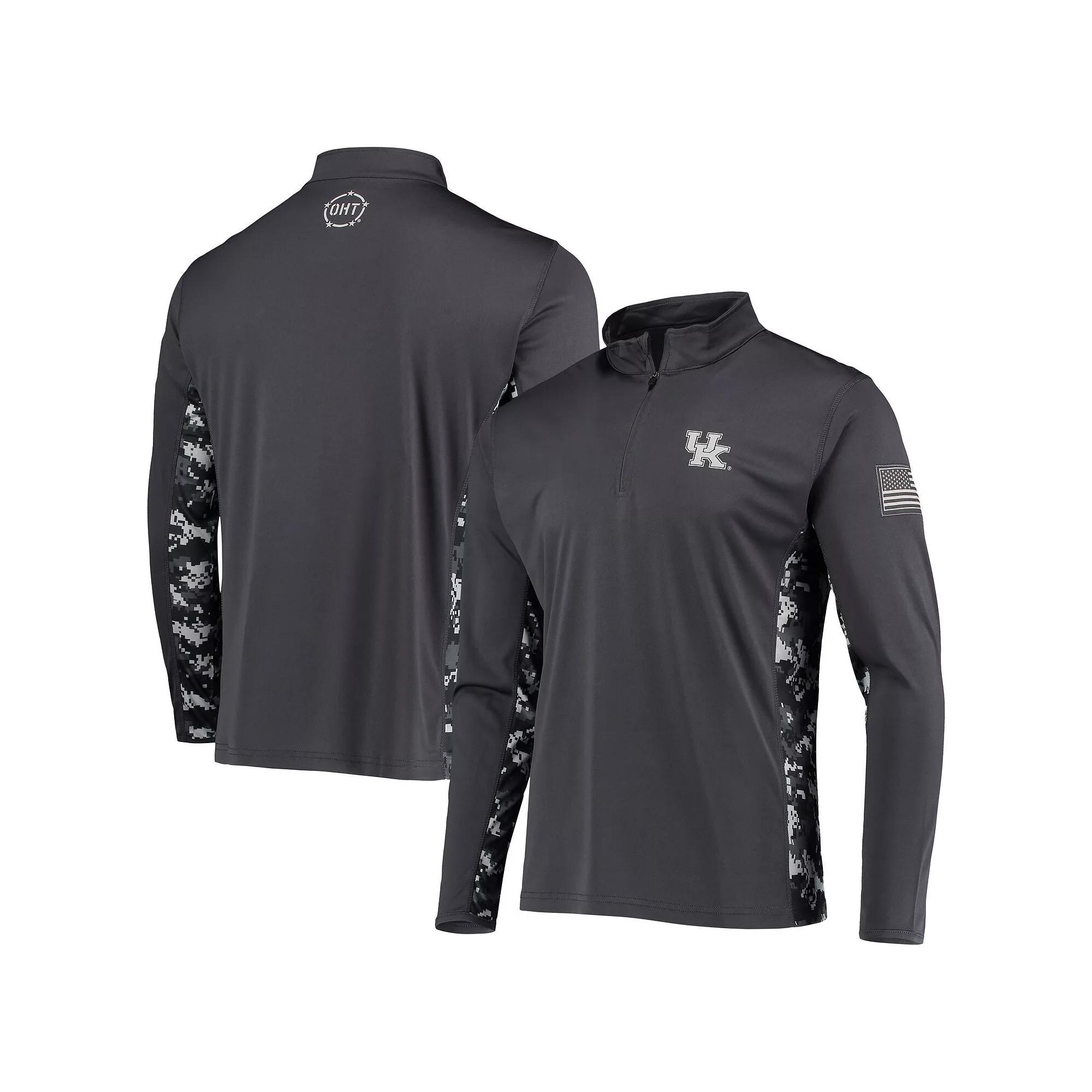 Men's Colosseum Charcoal Kentucky Wildcats OHT Military Appreciation Digital Camo Lightweight Quarter-Zip Pullover,  Product Image