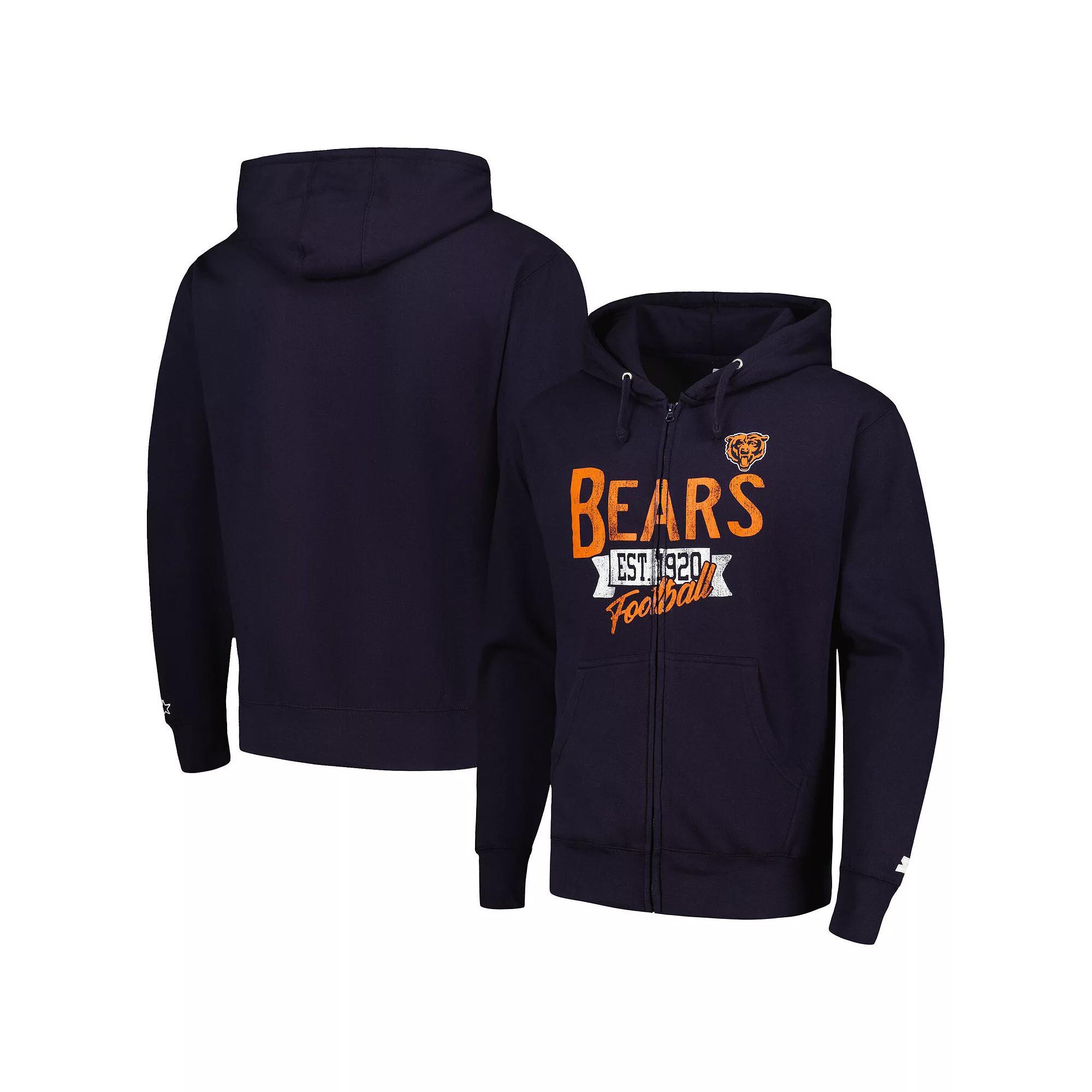 Men's Starter Navy Chicago Bears Domestic Post Season Full-Zip Hoodie,  Product Image