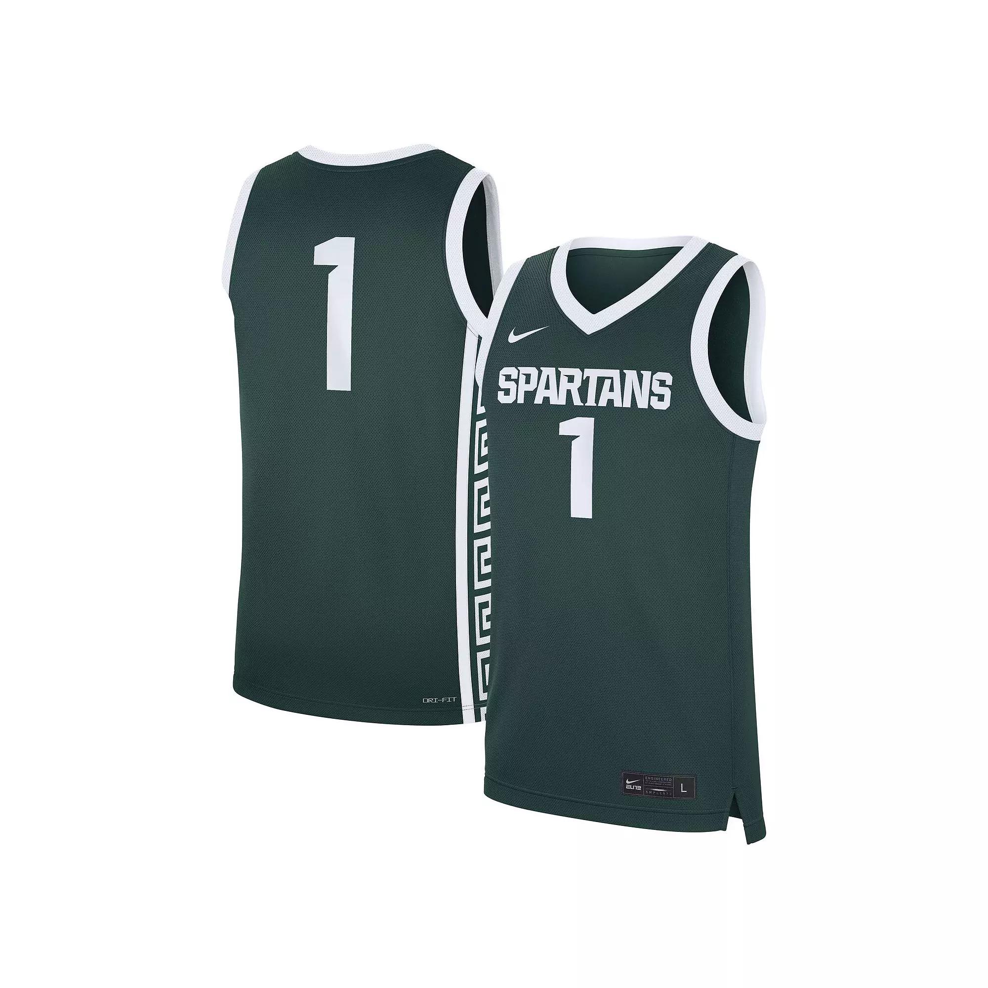 Men's Nike #1 Green Michigan State Spartans Road Replica Jersey,  Product Image