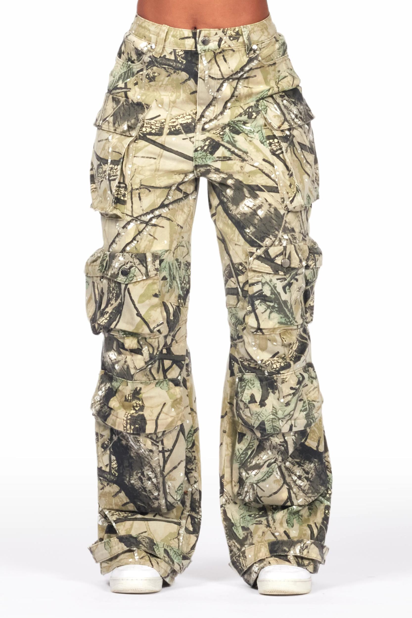 Nakia Tree Camo Cargo Wide Leg Jean Female Product Image