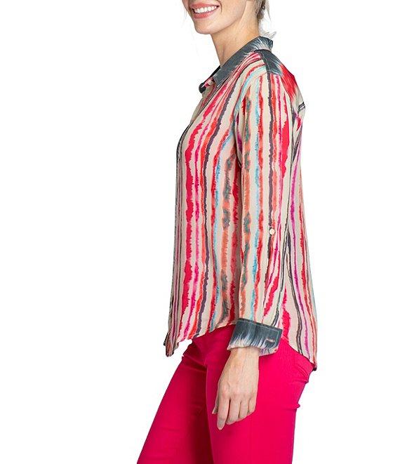APNY Collared Neckline Long Sleeve Button Front Blouse Product Image