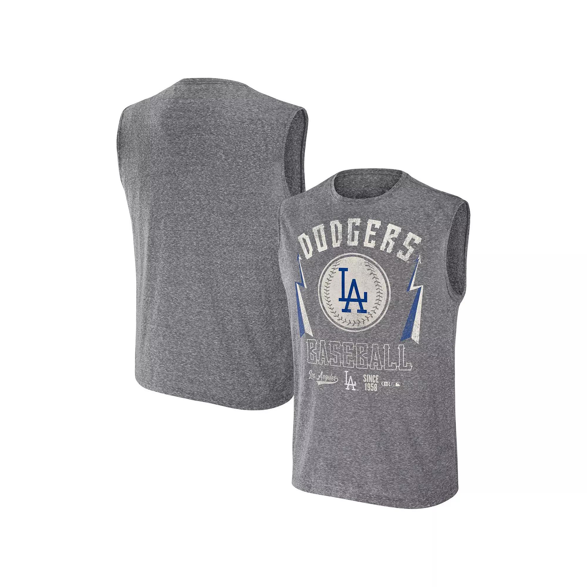 Men's Darius Rucker Collection by Fanatics Charcoal Los Angeles Dodgers Relaxed-Fit Muscle Tank Top,  Product Image