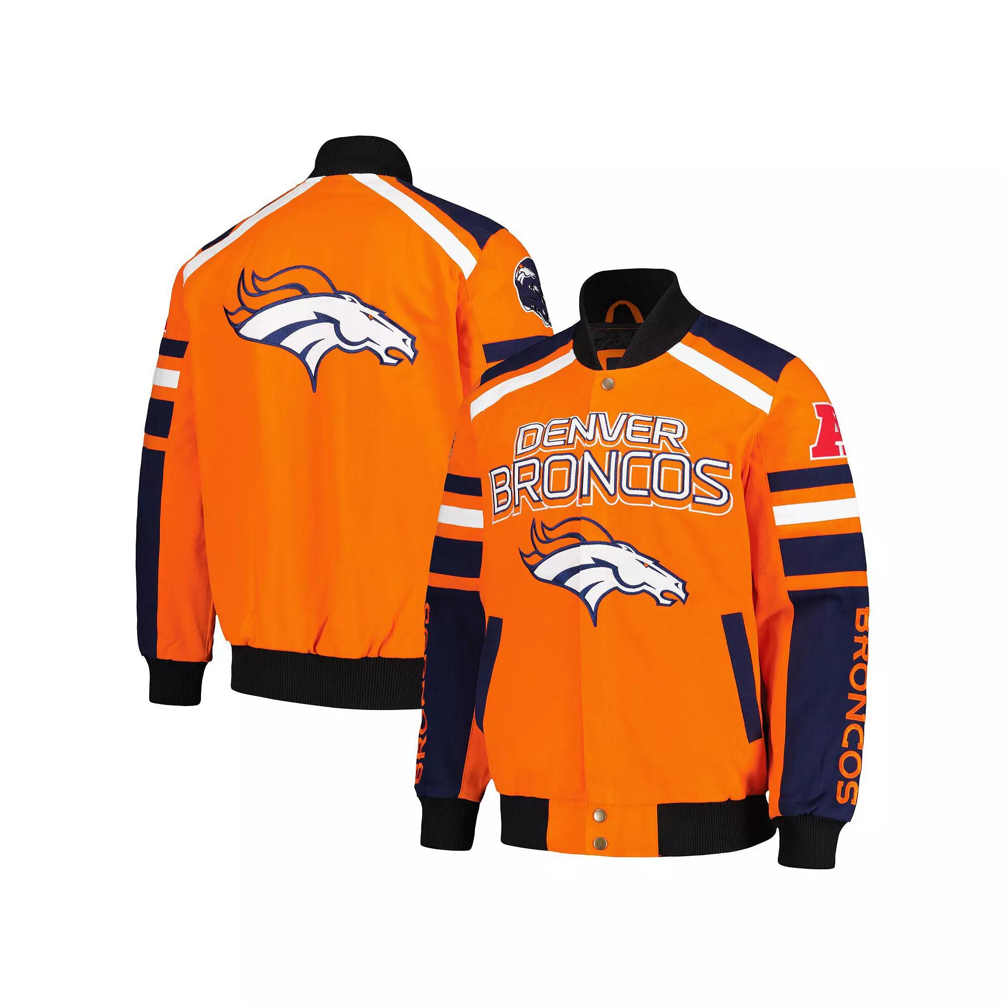 Men's G-III Sports by Carl Banks Orange Denver Broncos Power Forward Racing Full-Snap Jacket,  Product Image