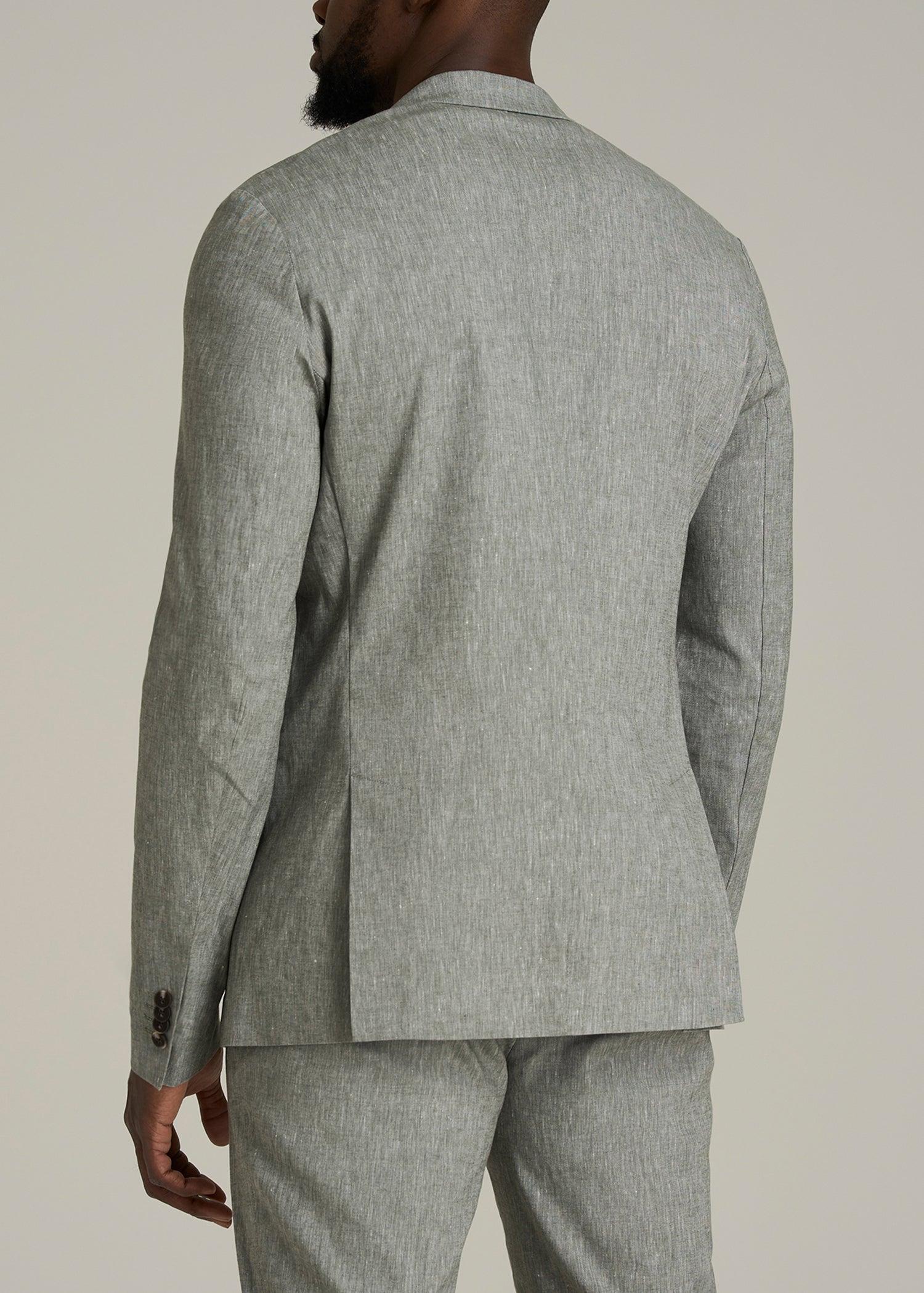 Stretch Linen Blazer for Tall Men in Climbing Ivy Linen Male Product Image