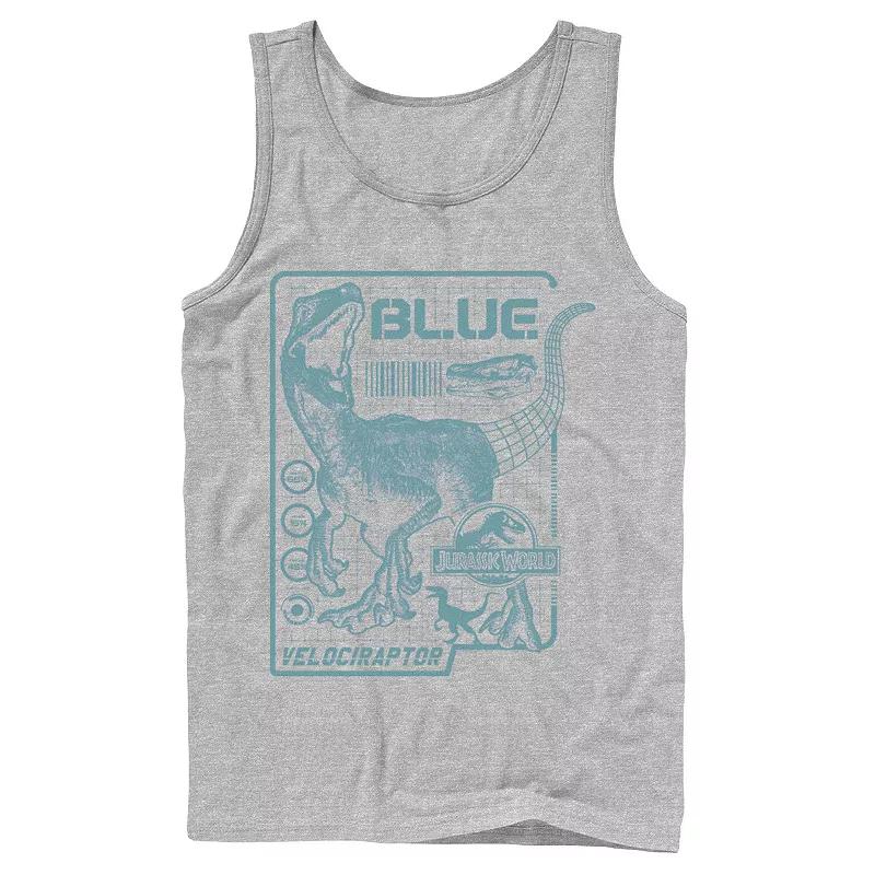 Men's Jurassic World Two Blue Raptor Schematic Tank Top,  Product Image