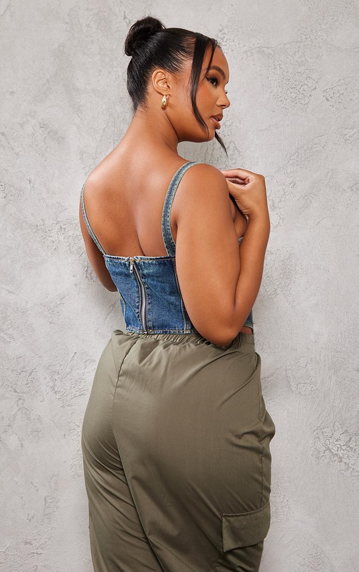 Plus Indigo Vintage Wash Denim Corset Product Image