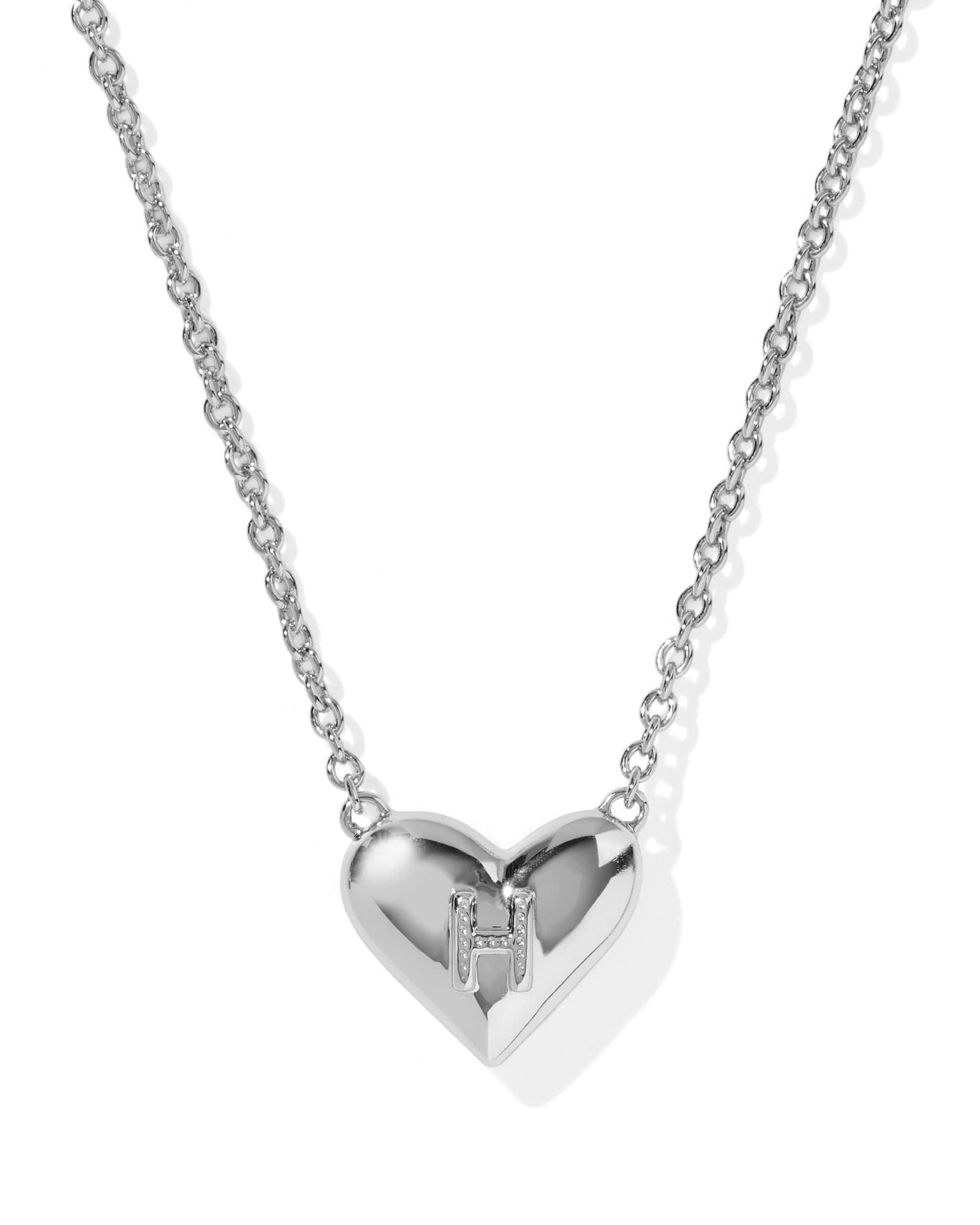 Ari Heart Letter H Silver Short Pendant Necklace Product Image