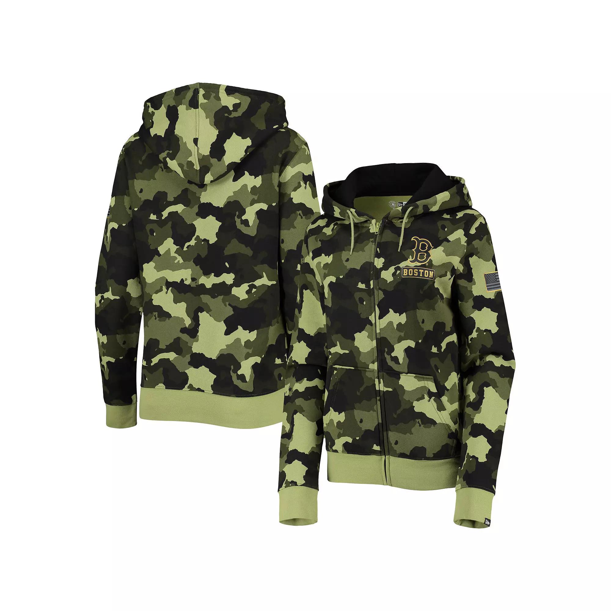 Women's New Era Green Boston Red Sox 2022 MLB Armed Forces Day Camo Full-Zip Hoodie, Size: Large Product Image