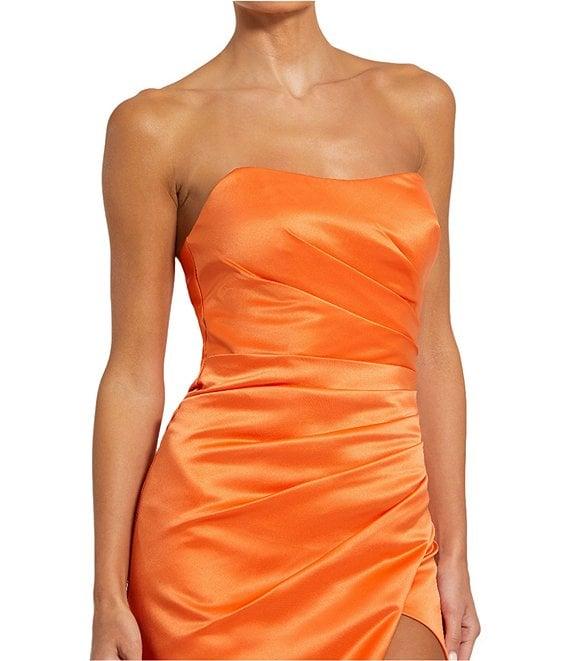 Mac Duggal Strapless Ruched Satin Sheath Gown Product Image