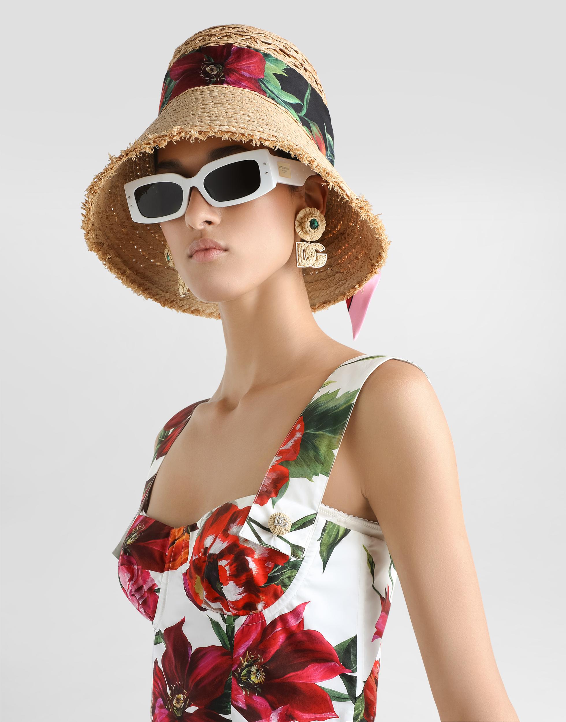 DOLCE & GABBANA Floral-printed Cotton Poplin Bustier Mini Dress In White Product Image