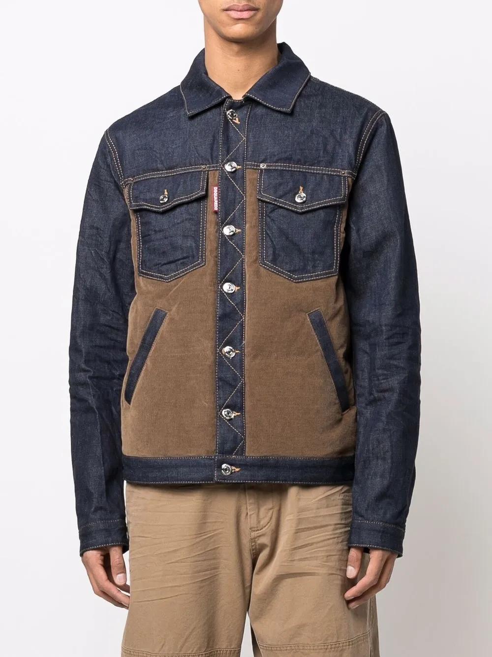 panelled denim corduroy jacket Product Image