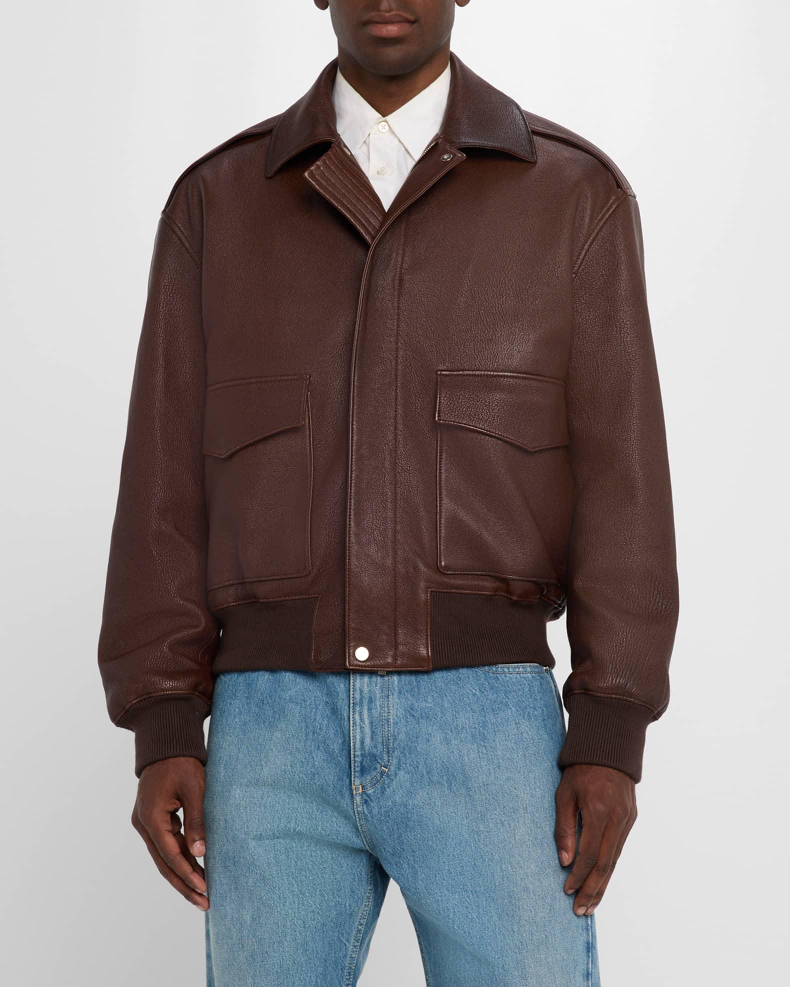 Men's Leather Blouson Jacket Product Image