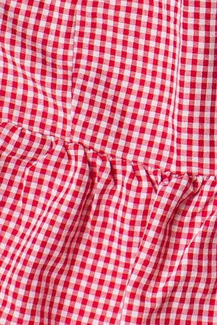 Gingham Peplum Bubble Hem Tank Top Product Image