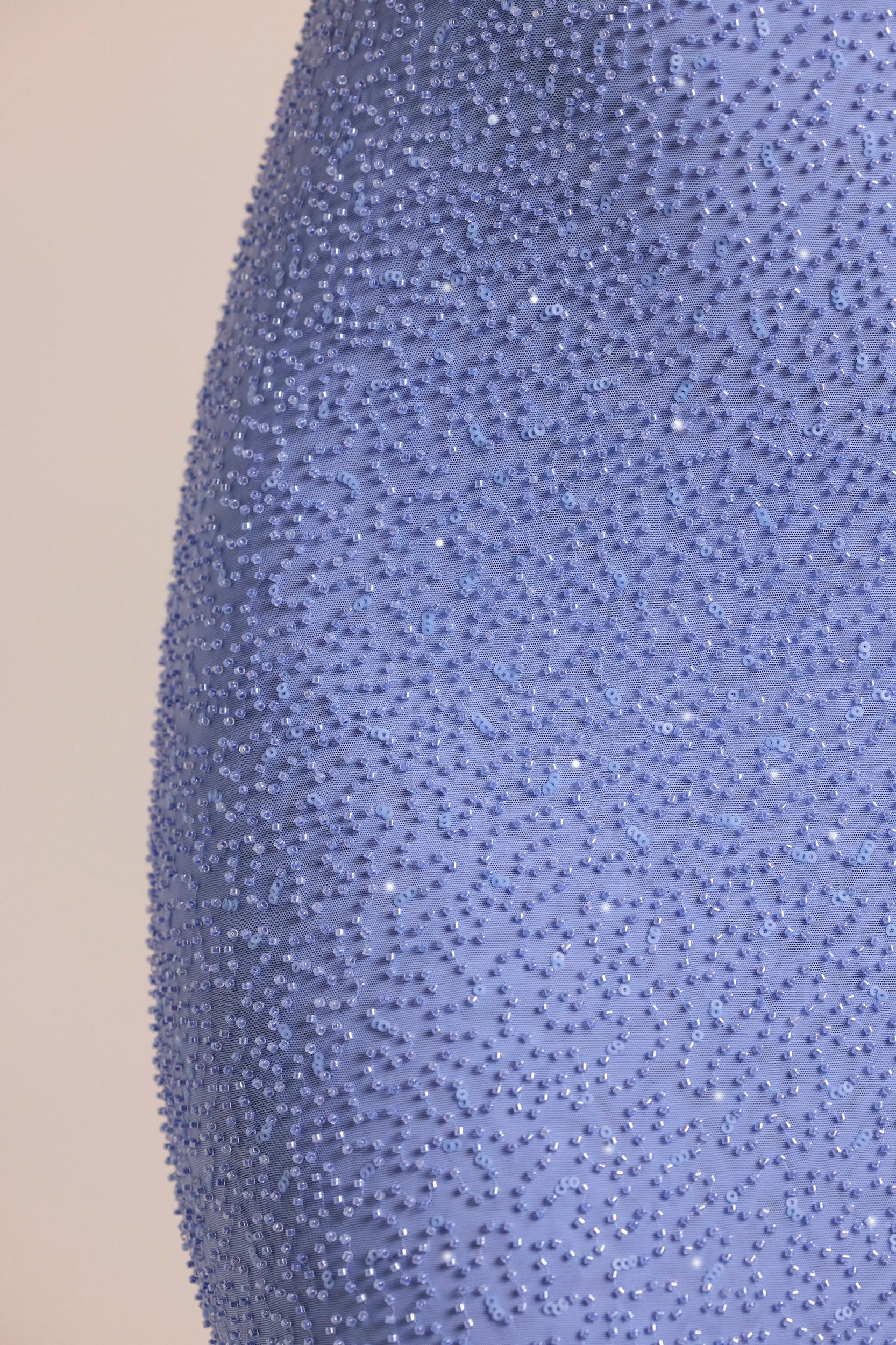 Embellished Cowl Neck Maxi Dress in Powder Blue Product Image