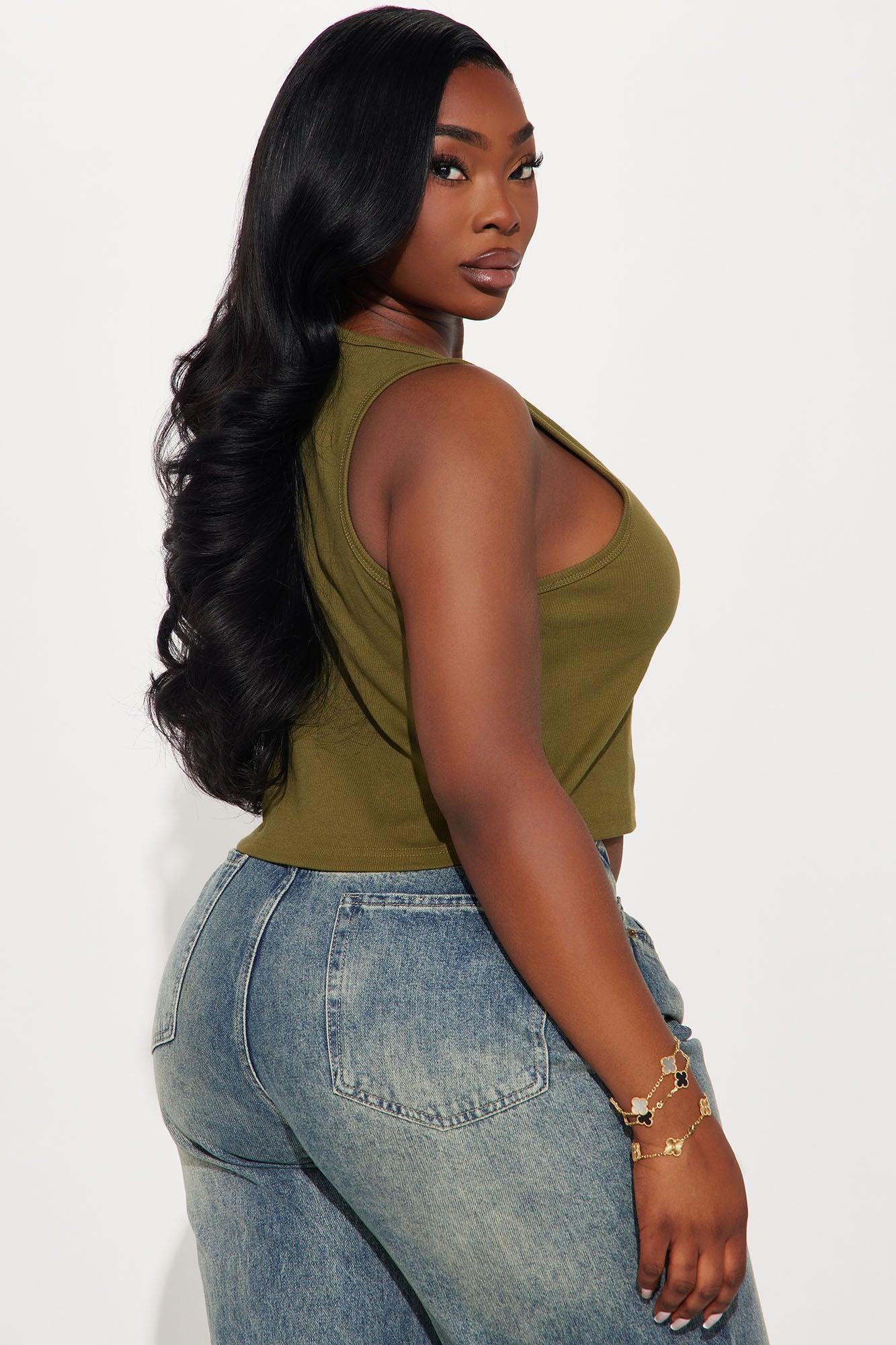 Von Dutch Distressed Notch Neck Tank Top - Olive Product Image