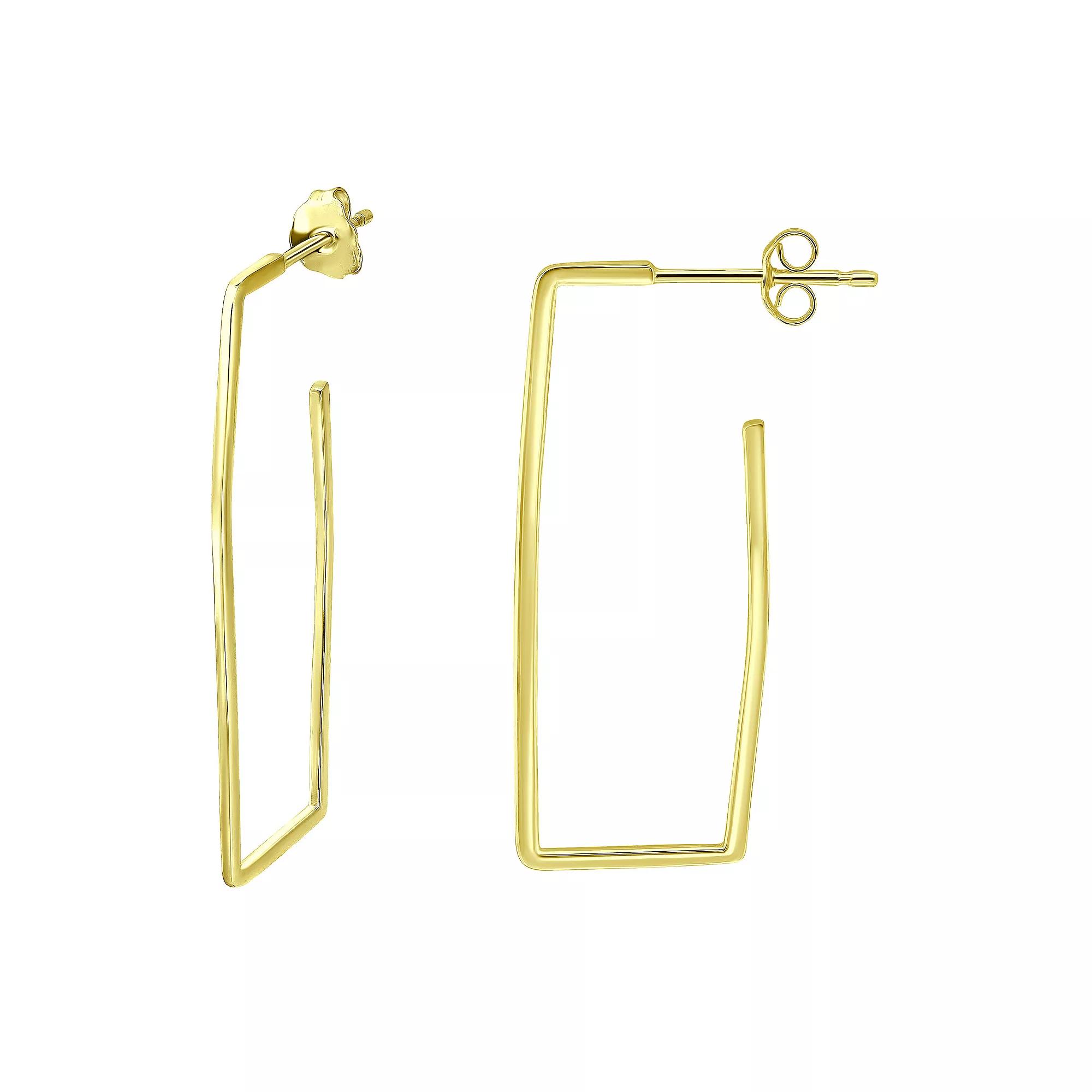 Aleure Precioso Sterling Silver Rectangle Hoop Earrings, Women's, Gold Tone Product Image