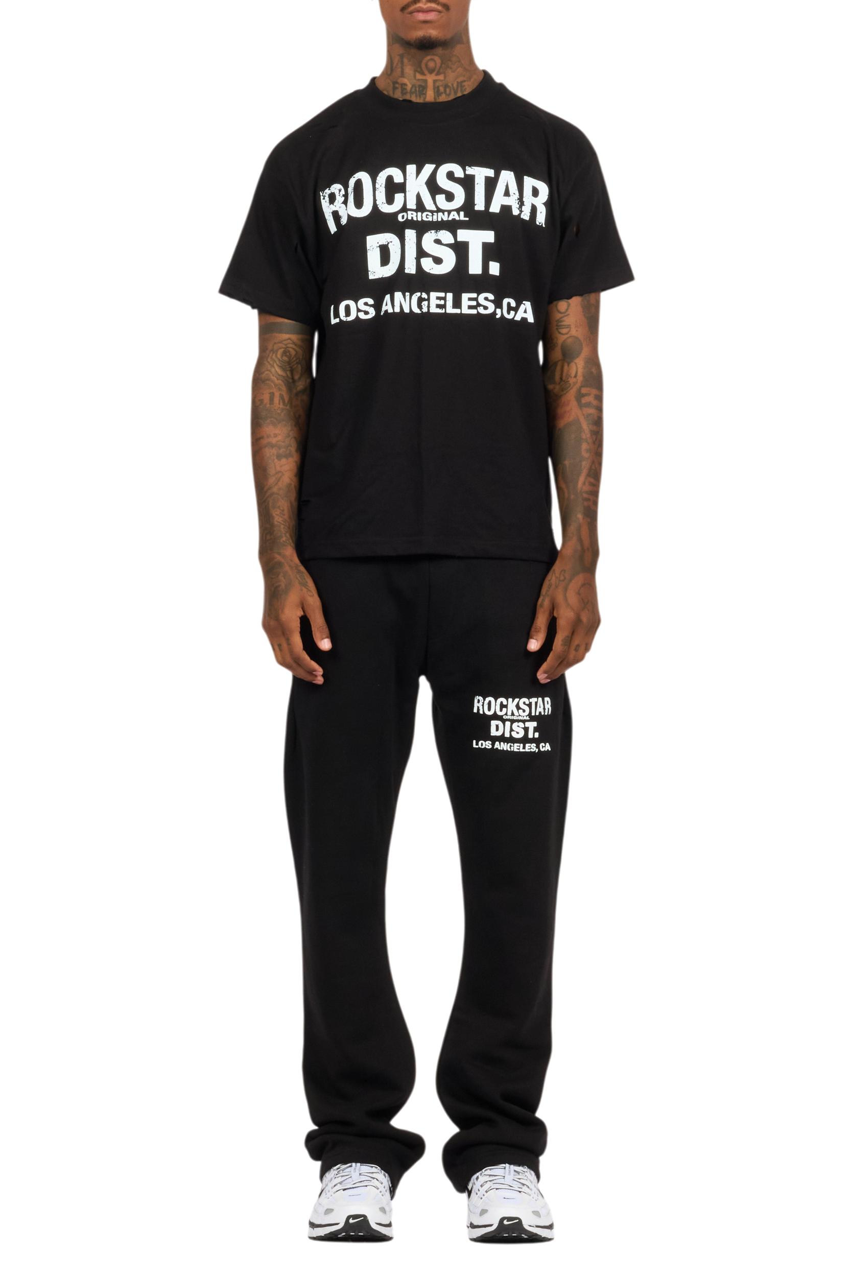 Lake Black/White Oversized T-Shirt/Stacked Track Pant Set Male Product Image