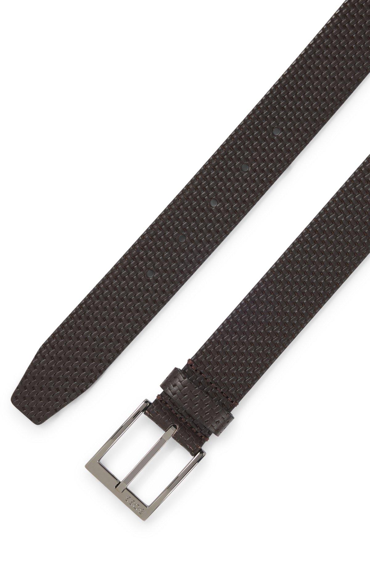 Leather belt with woven effect Product Image