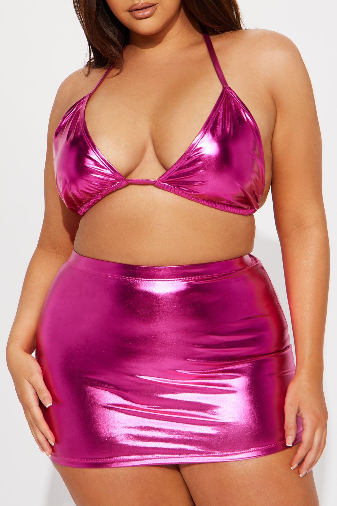 Maui Mix And Match Metallic Triangle Bikini Top - Pink Product Image
