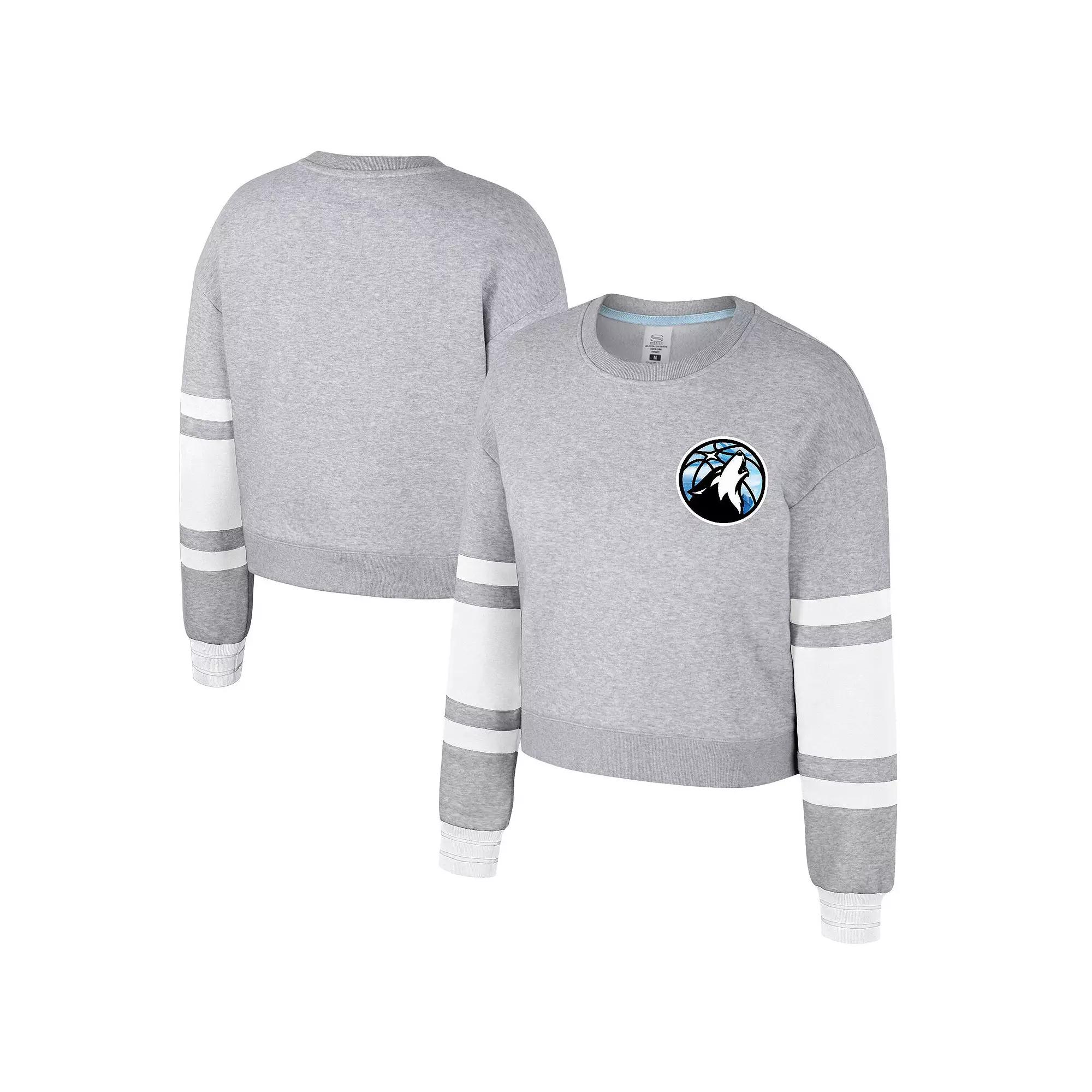 Women's Stadium Essentials Heather Gray Minnesota Timberwolves 2024/25 City Edition Scrimmage Cropped Pullover Sweatshirt, Size: XL, Grey Product Image