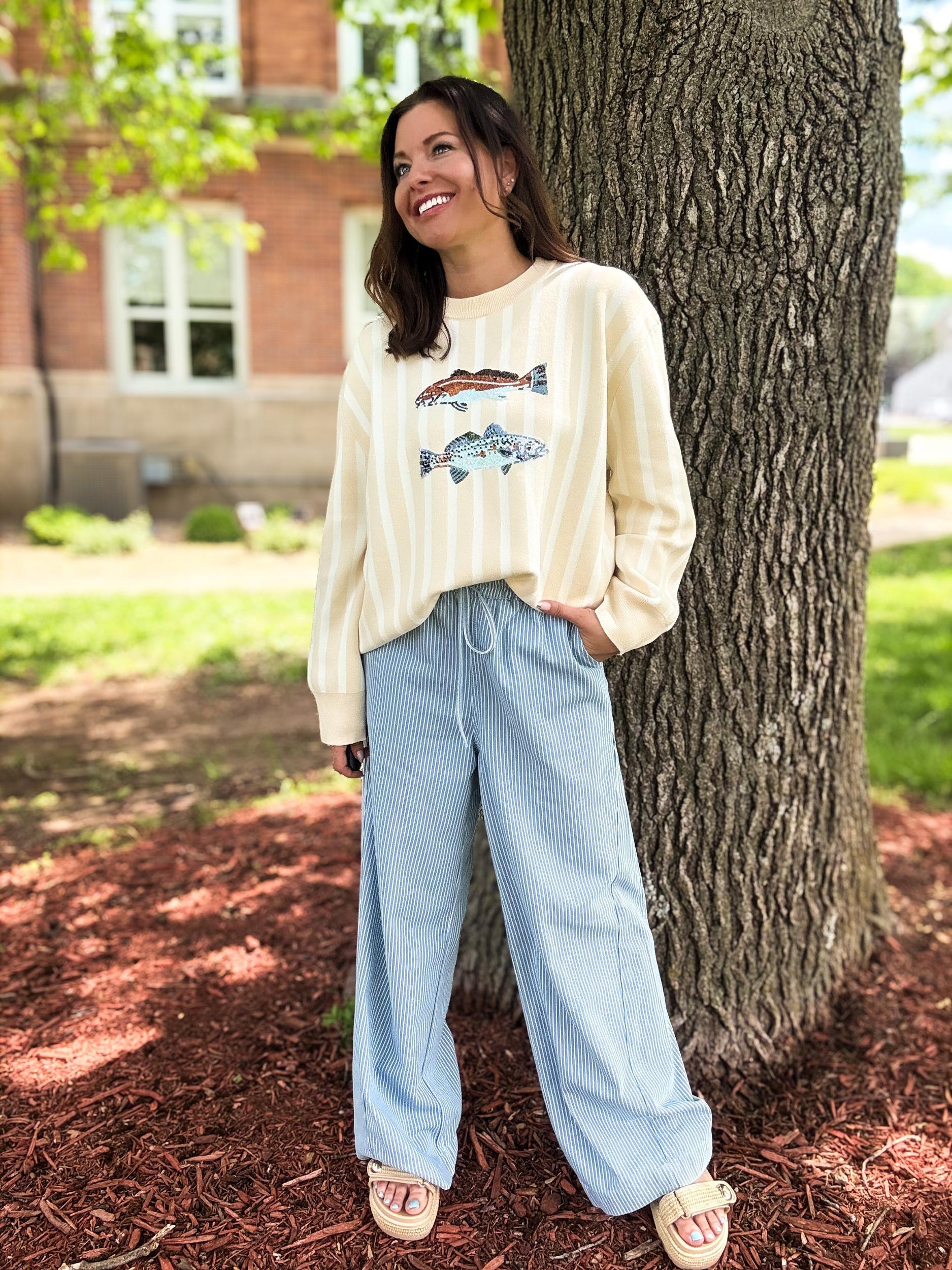 Beige Stripe Trout Sweater Product Image