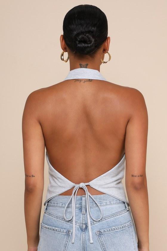 Simple Excellence Heather Grey Backless Vest Top Product Image