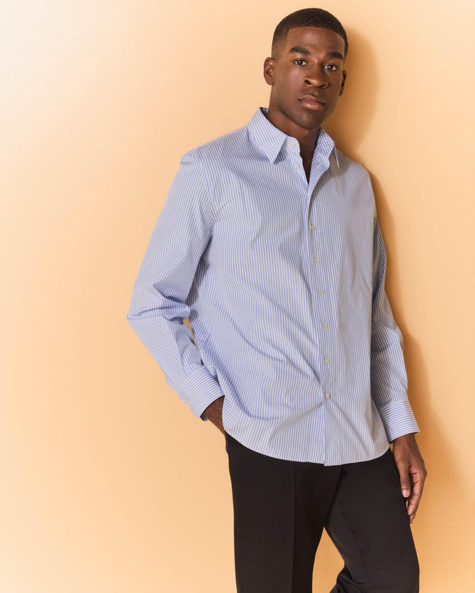 Men's Relaxed-Fit Cotton Stripe Sport Shirt Product Image