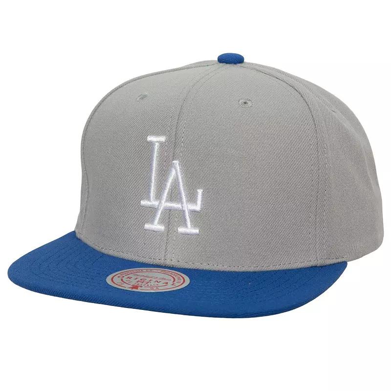 Men's Mitchell & Ness Gray Los Angeles Dodgers Cooperstown Collection Away Snapback Hat, Grey Product Image