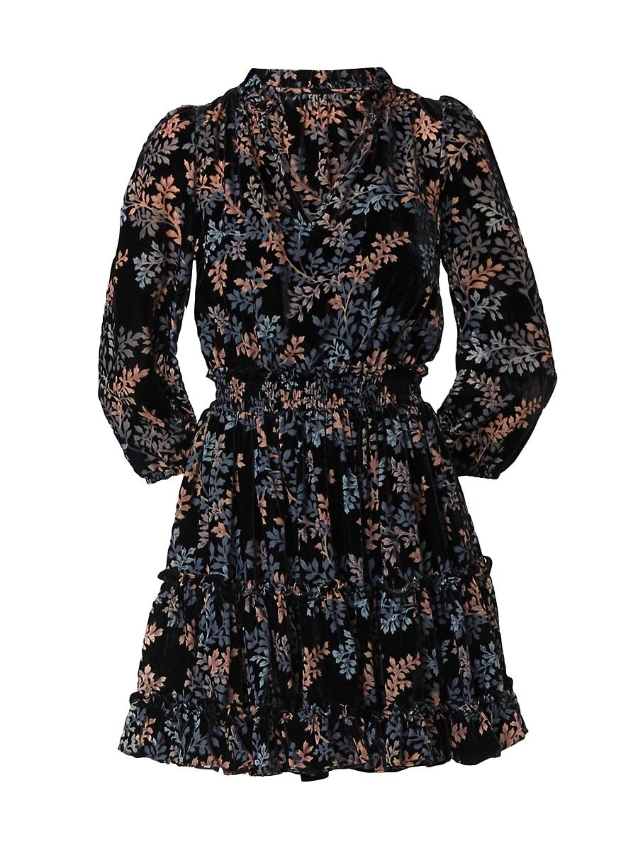 Womens Arlene Floral Burnout Velvet Minidress Product Image