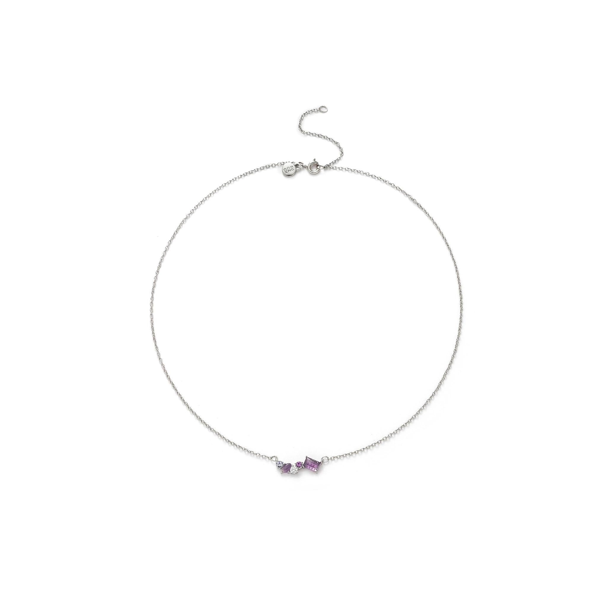 Power of Color Silver Plated Quartz & Cubic Zirconia Necklace, Womens Purple Product Image