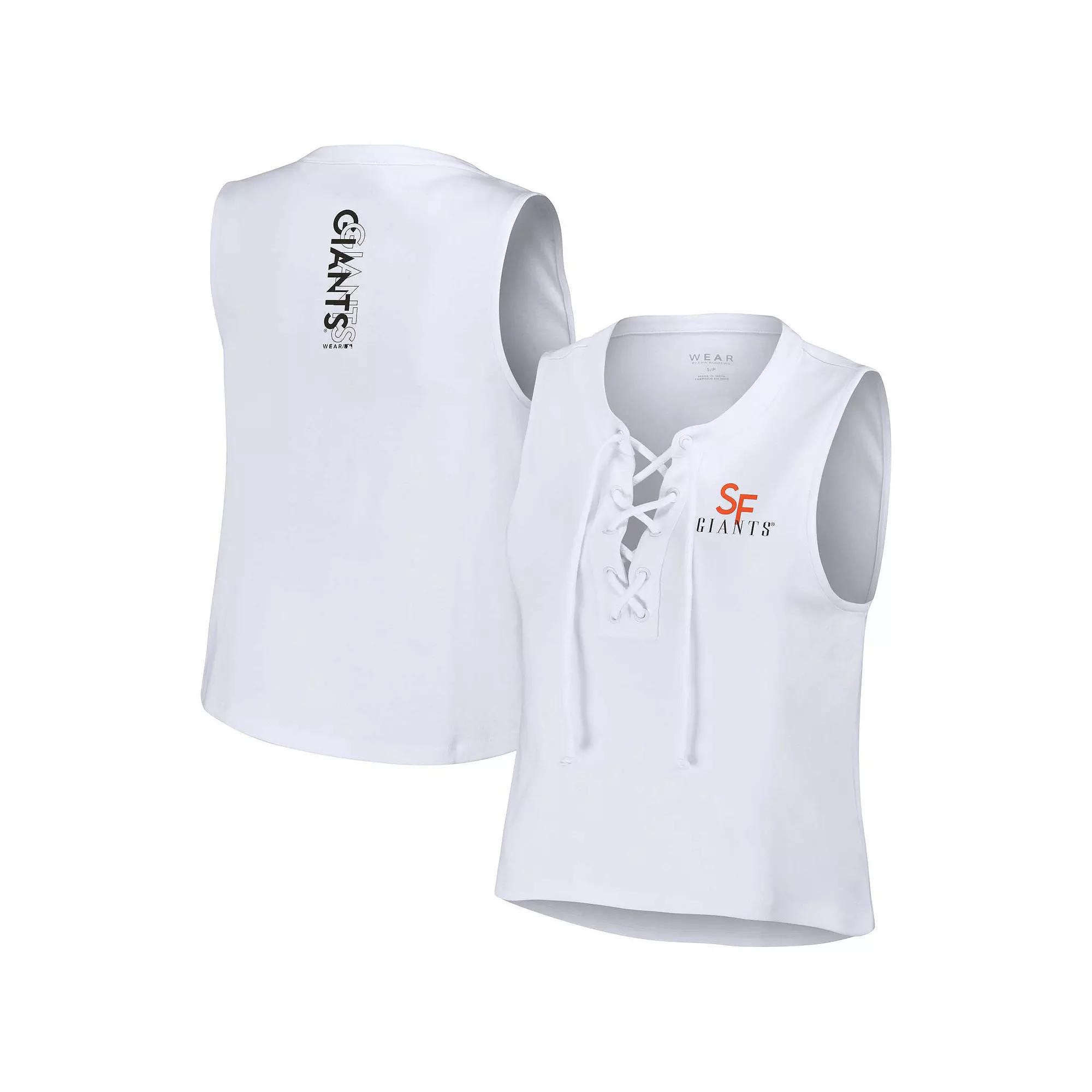 Women's WEAR by Erin Andrews White San Francisco Giants Lace-Up Tank Top,  Product Image