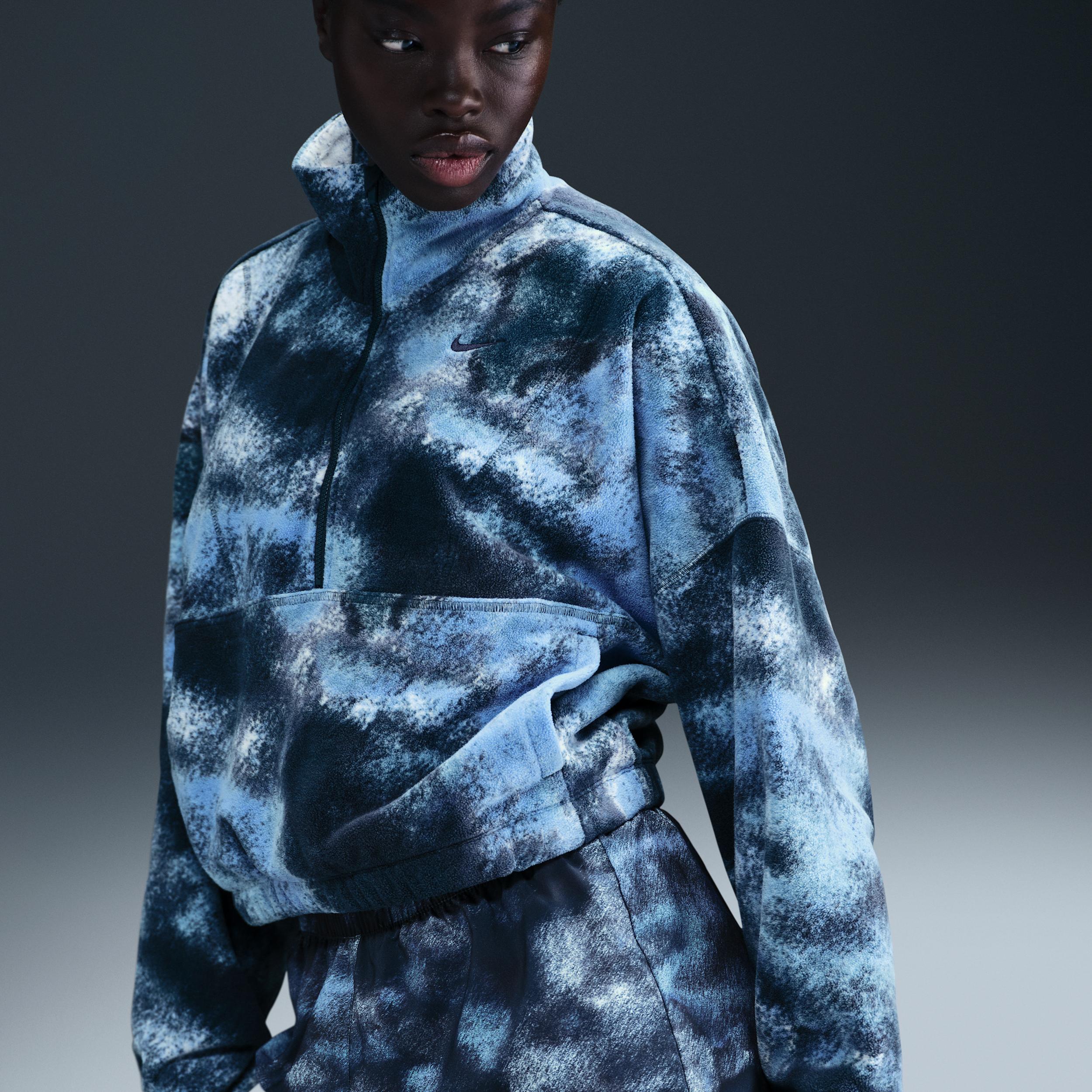 Nike Women's One Therma-FIT Oversized 1/2-Zip Fleece Printed Top Product Image