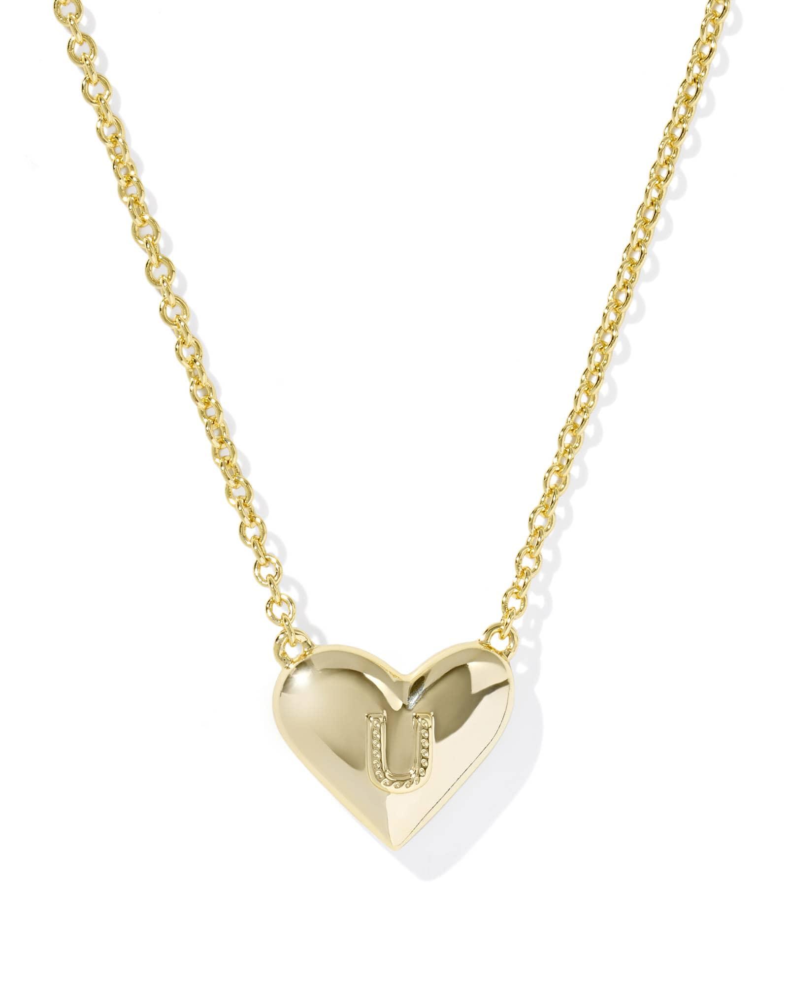 Ari Heart Letter U Gold Short Pendant Necklace Product Image