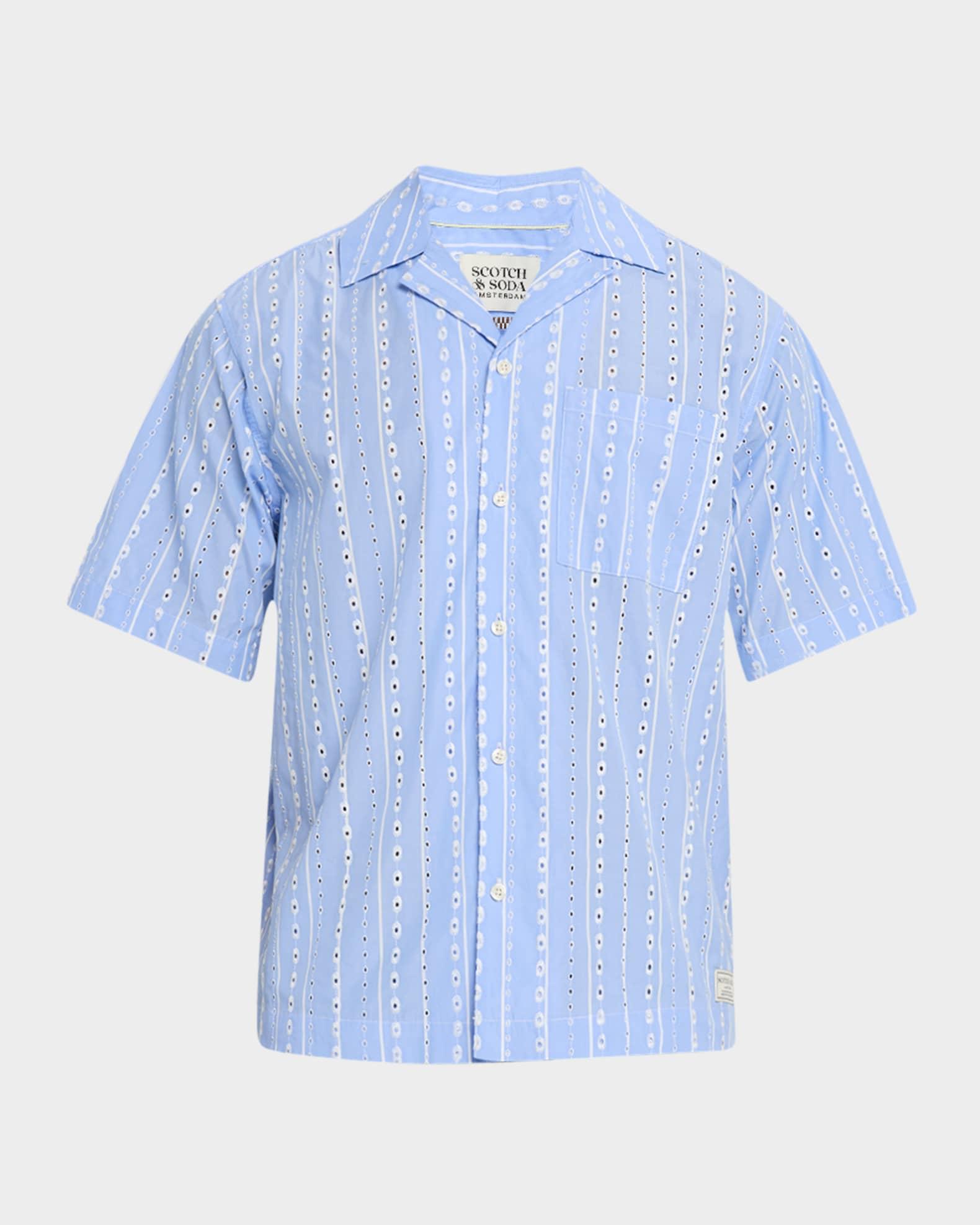 Men's Embroidered Stripe Camp Shirt Product Image