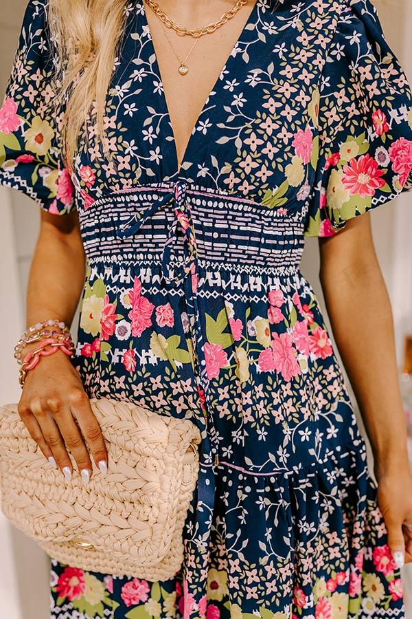 St. Tropez Stroll Floral Midi in Navy Product Image