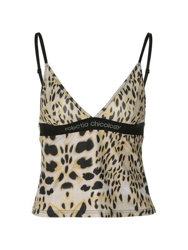 Leopard Print V Neck Cami Top Product Image